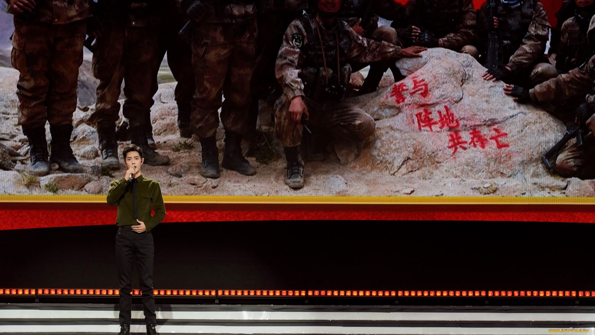 мужчины, xiao, zhan, актер, микрофон, сцена, кадры