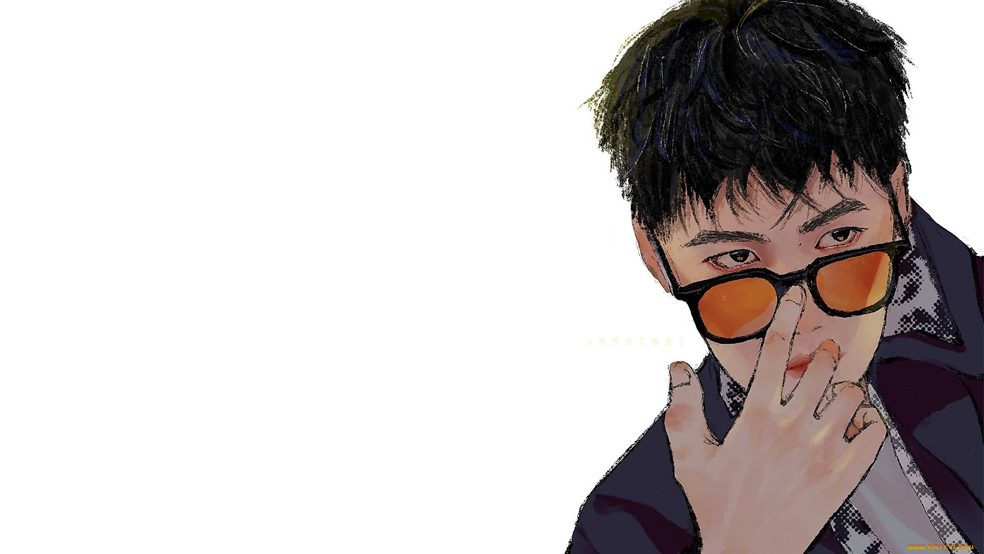 рисованное, люди, ван, ибо, лицо, очки