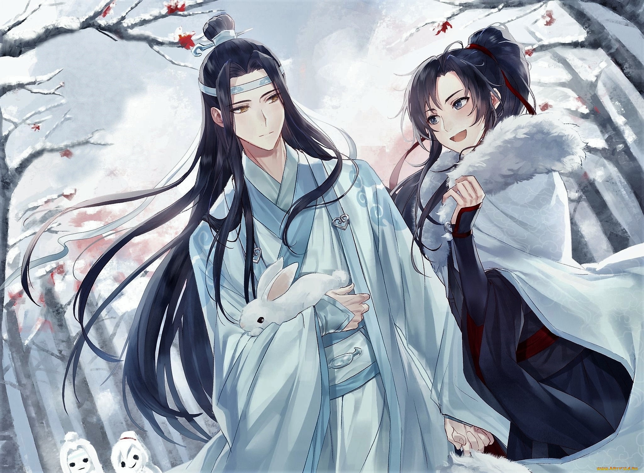 аниме, mo, dao, zu, shi, вэй, усянь, лань, ванцзы, кролики, зима