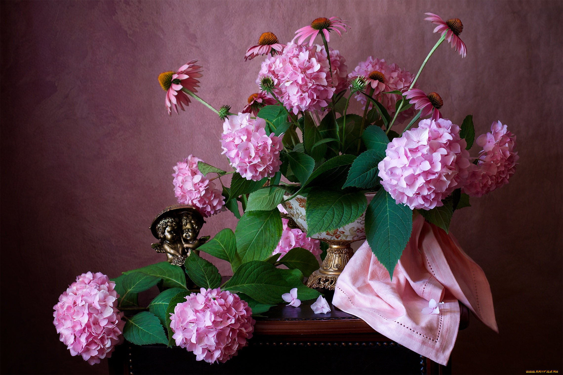 цветы, букеты, , композиции, гортензия, эхинацея