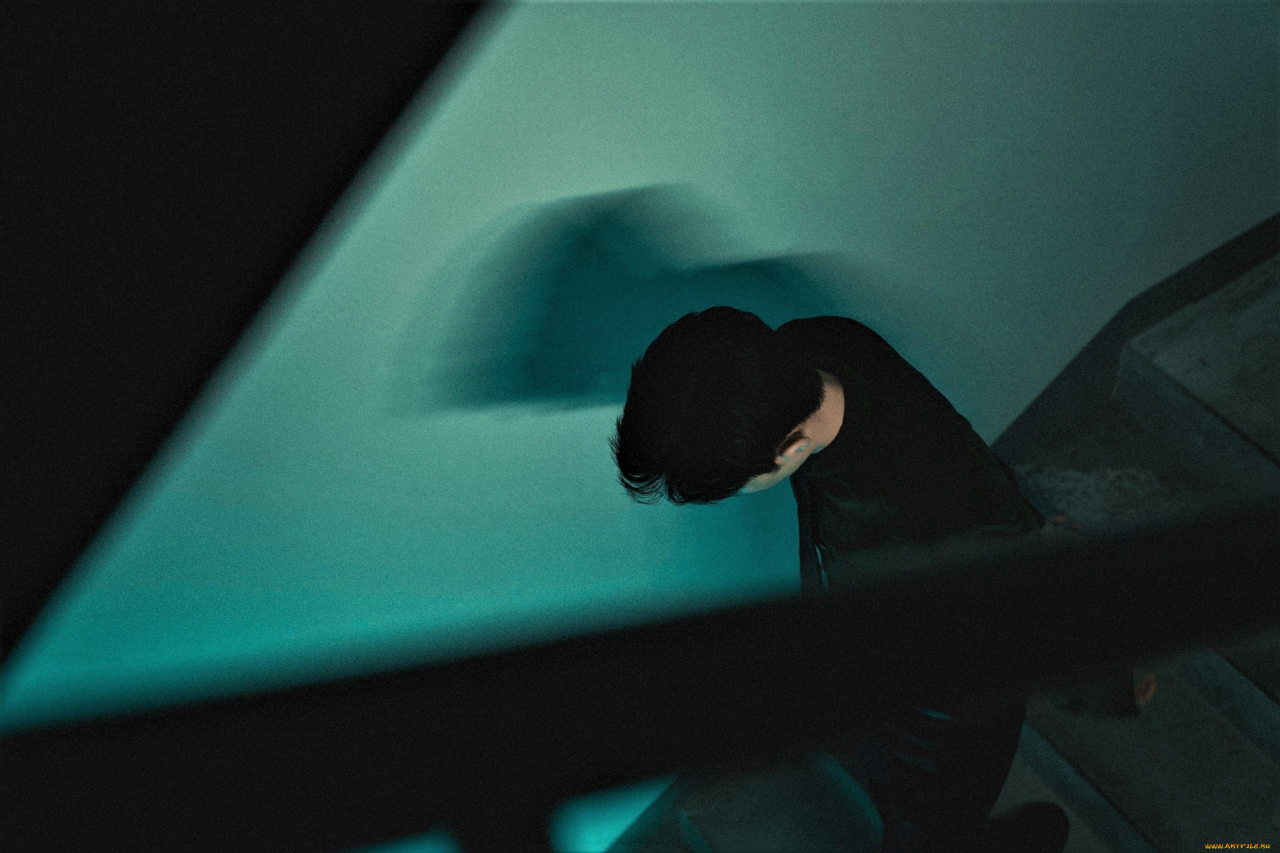 мужчины, xiao, zhan, актер, лестница, подъезд