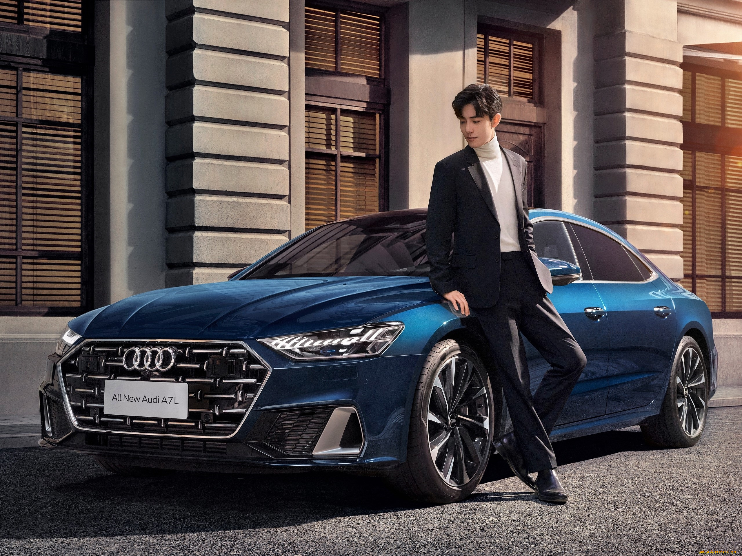 мужчины, xiao, zhan, актер, костюм, машина, здание