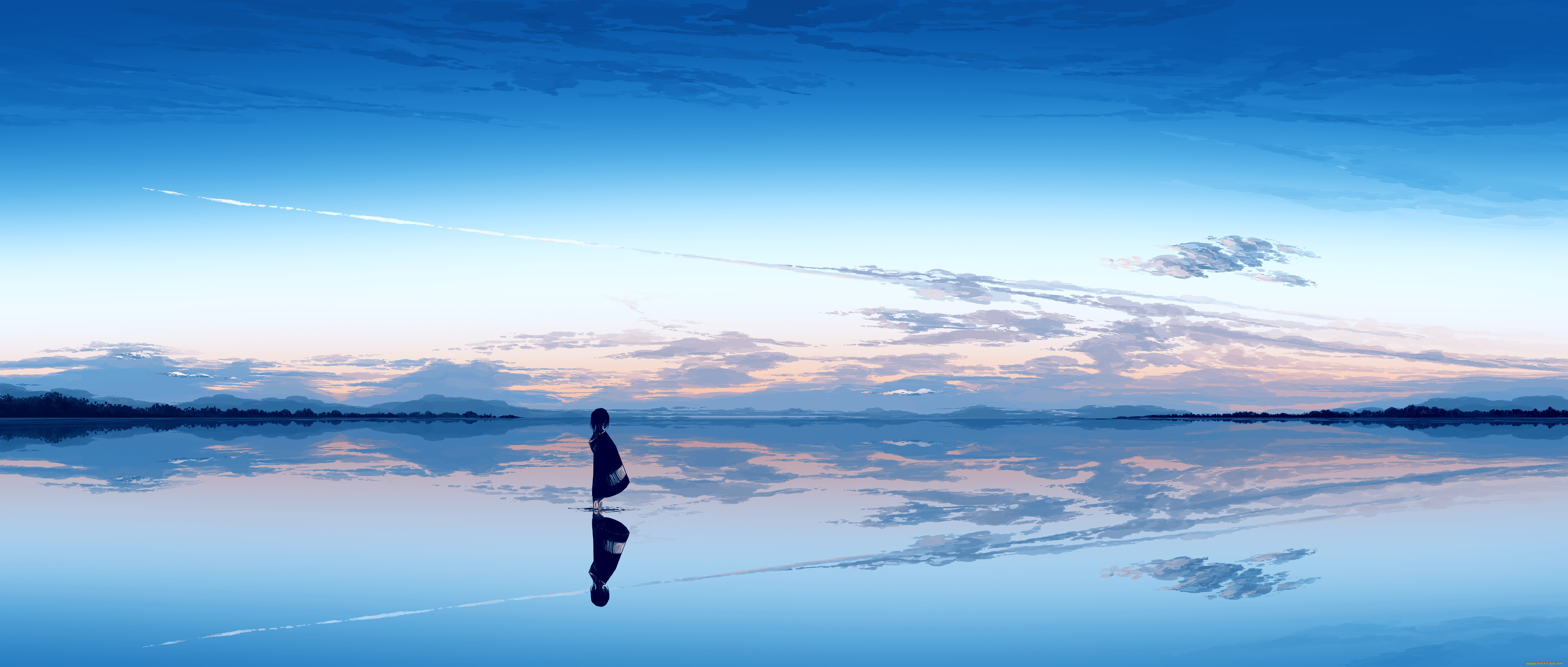 аниме, пейзажи, , природа, девушка