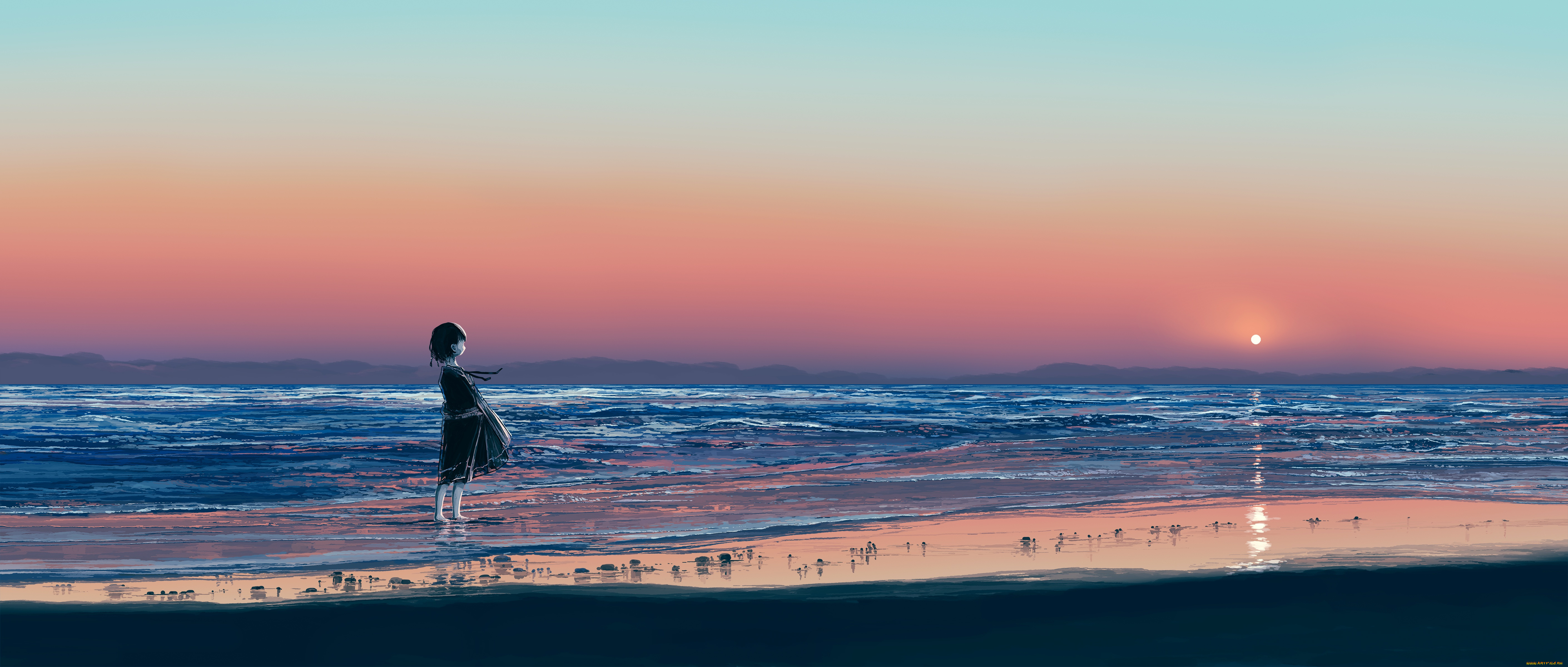 аниме, пейзажи, , природа, девушка