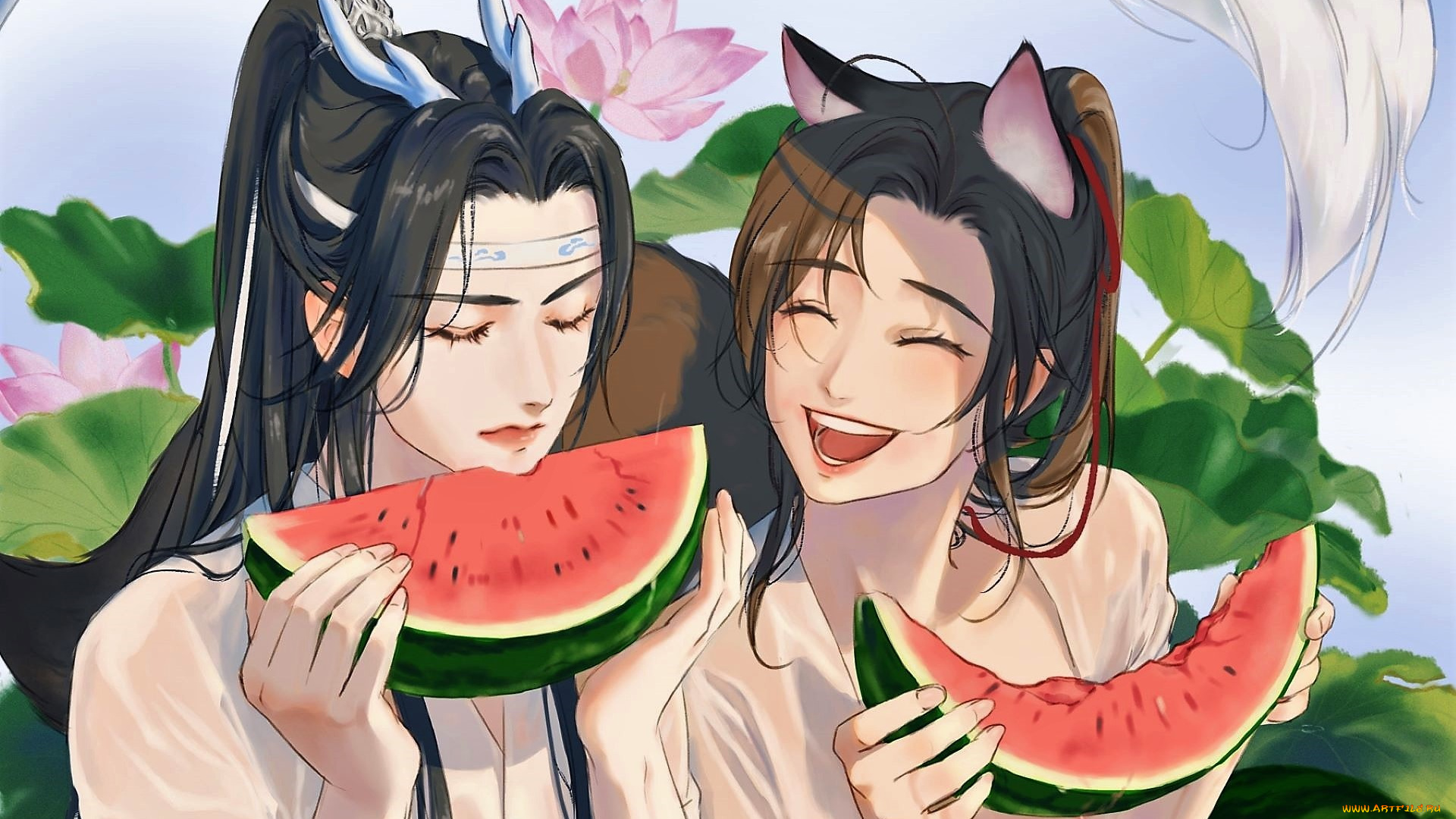 аниме, mo, dao, zu, shi, лань, ванцзи, вэй, усянь, дракон, лис, арбуз