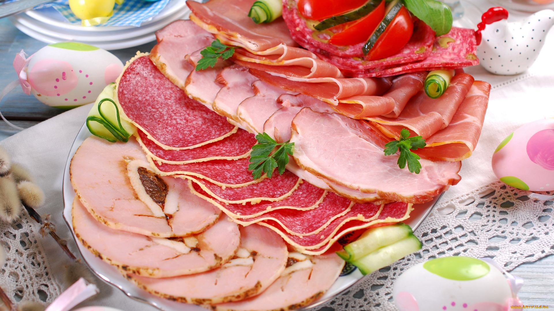 еда, колбасные, изделия, нарезка, колбаса, ветчина