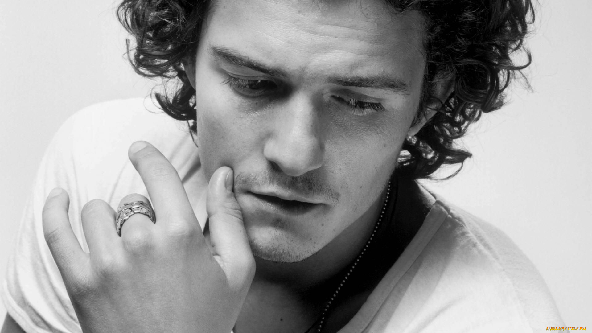мужчины, orlando, bloom, актер, лицо, кольцо, футболка