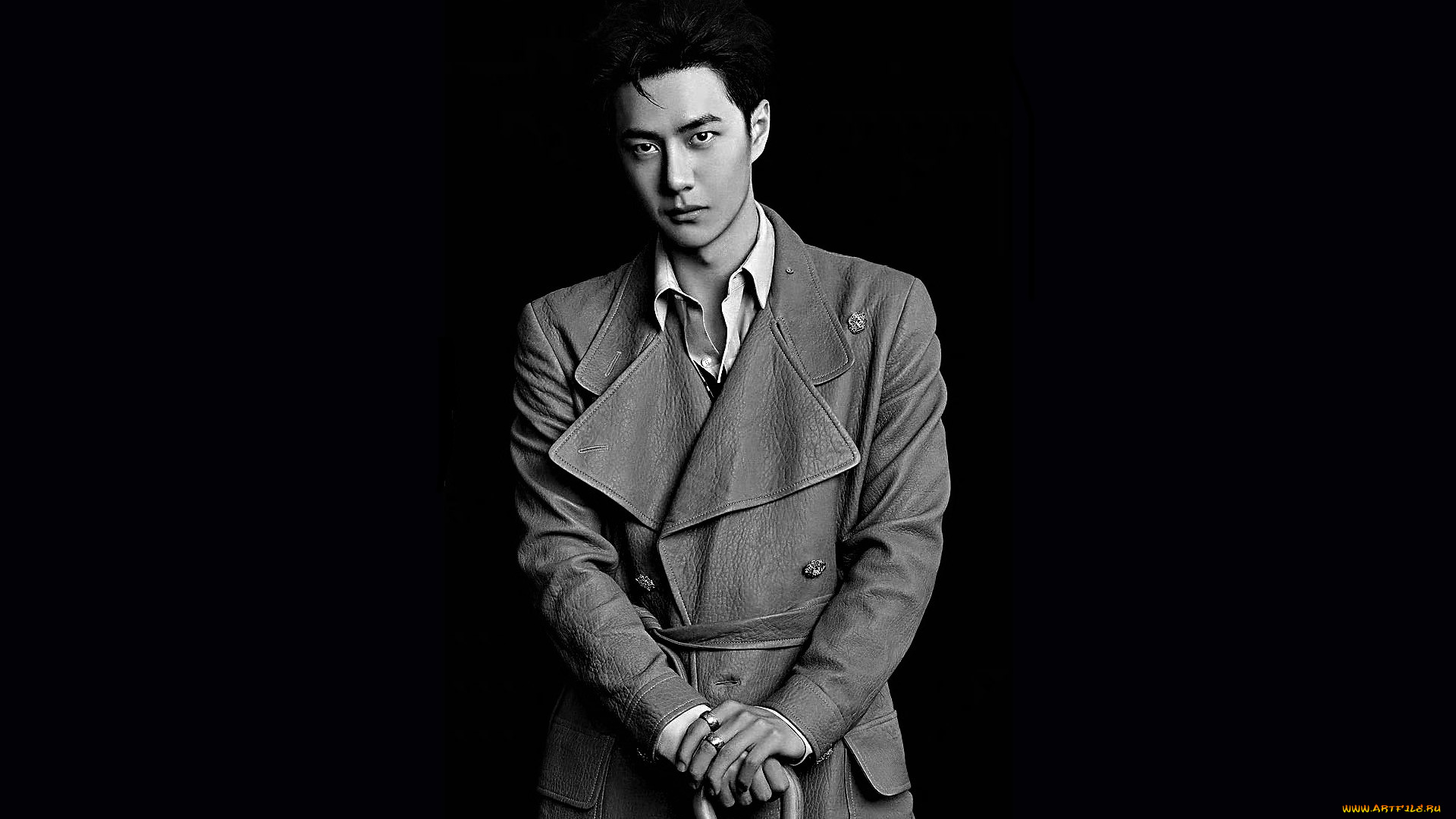 мужчины, wang, yi, bo, актер, пальто, зонт