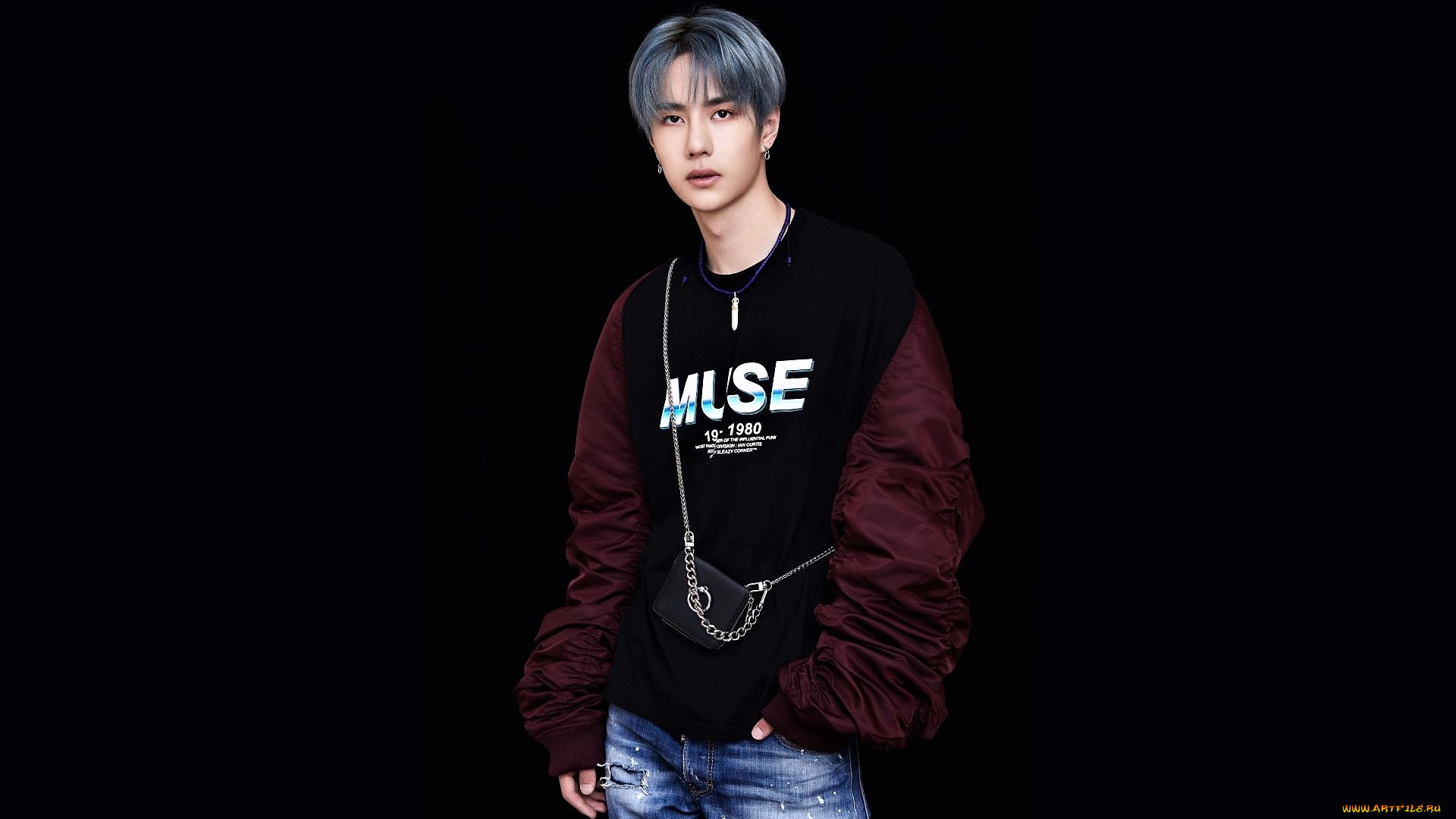 мужчины, wang, yi, bo, актер, певец, свитер, сумка, джинсы