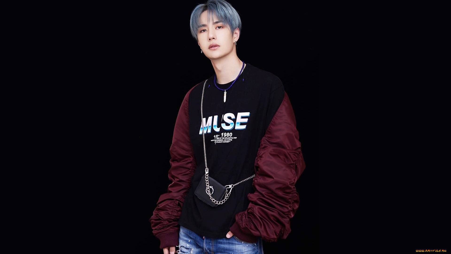 мужчины, wang, yi, bo, актер, свитер, джинсы, сумка