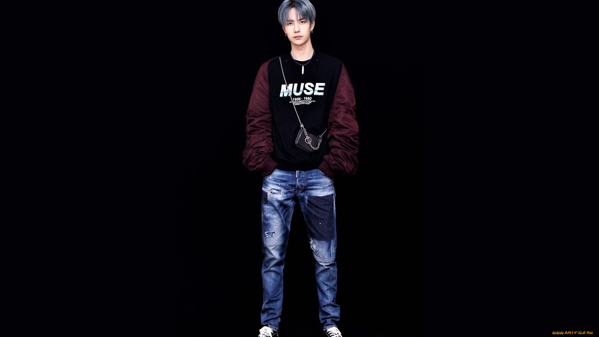 мужчины, wang, yi, bo, актер, танцор, свитер, сумка, джинсы