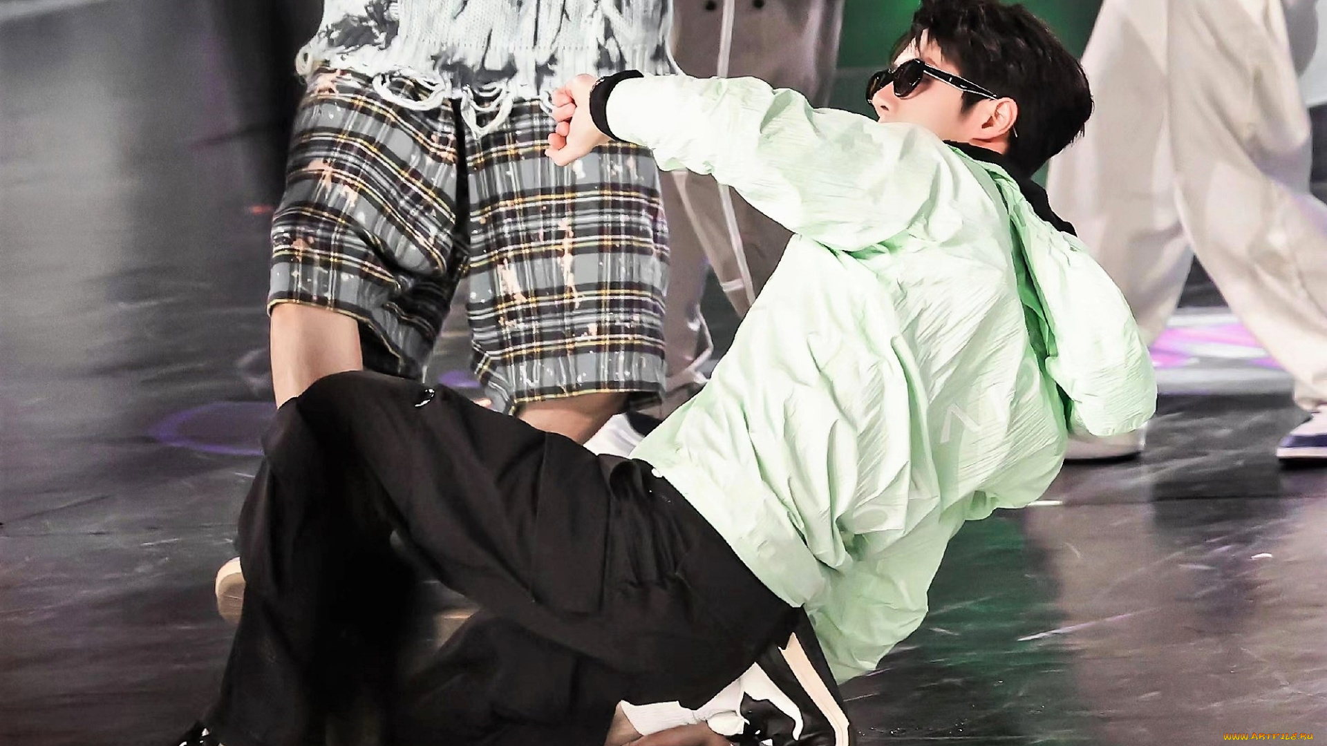 мужчины, wang, yi, bo, куртка, очки, команда, танец