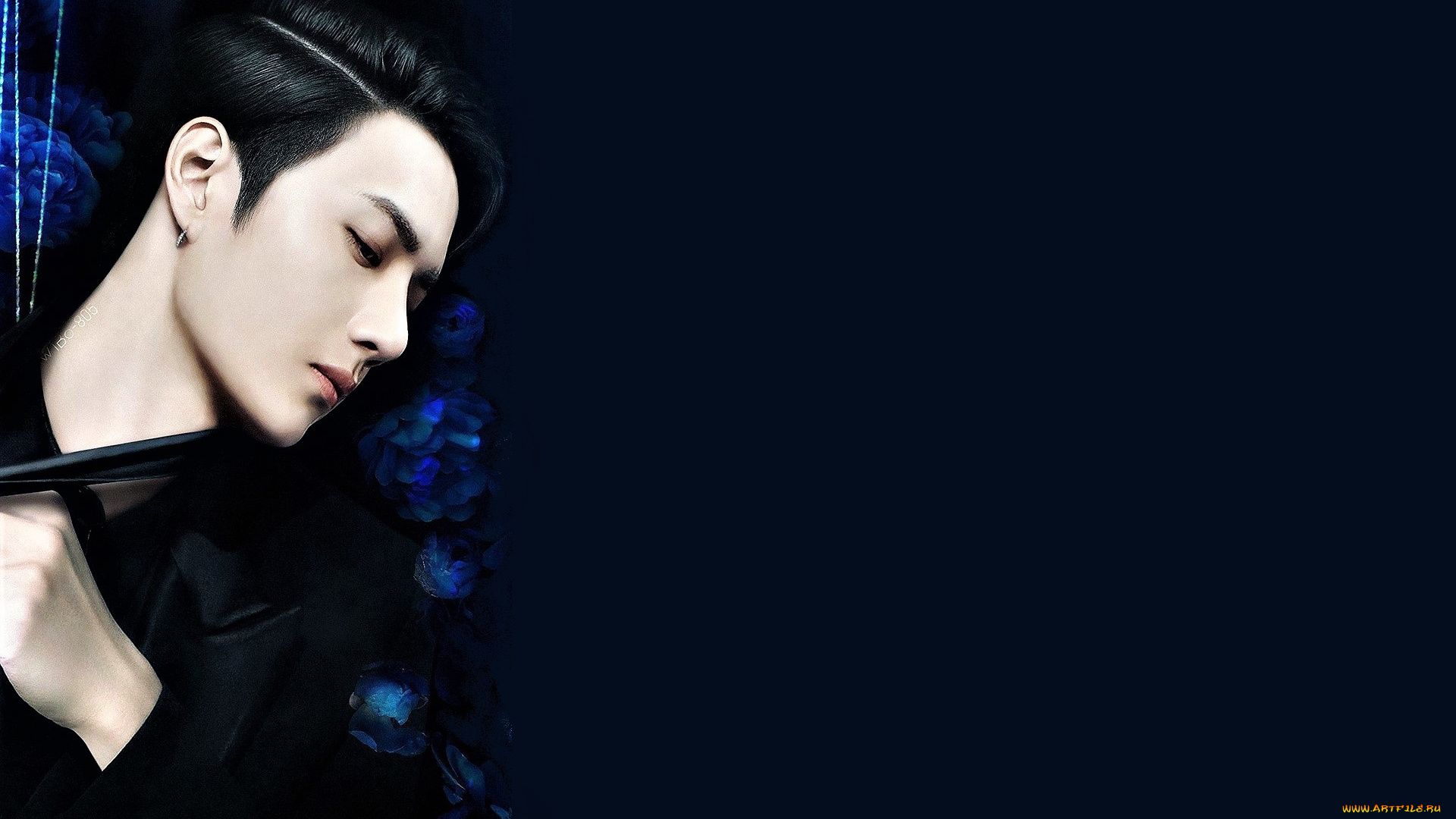 мужчины, wang, yi, bo, лицо, пиджак, розы