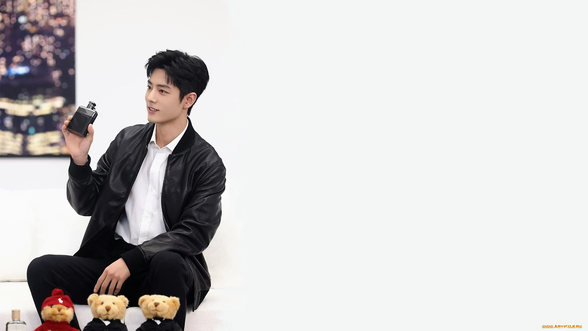 мужчины, xiao, zhan, актер, куртка, флакон, мишки