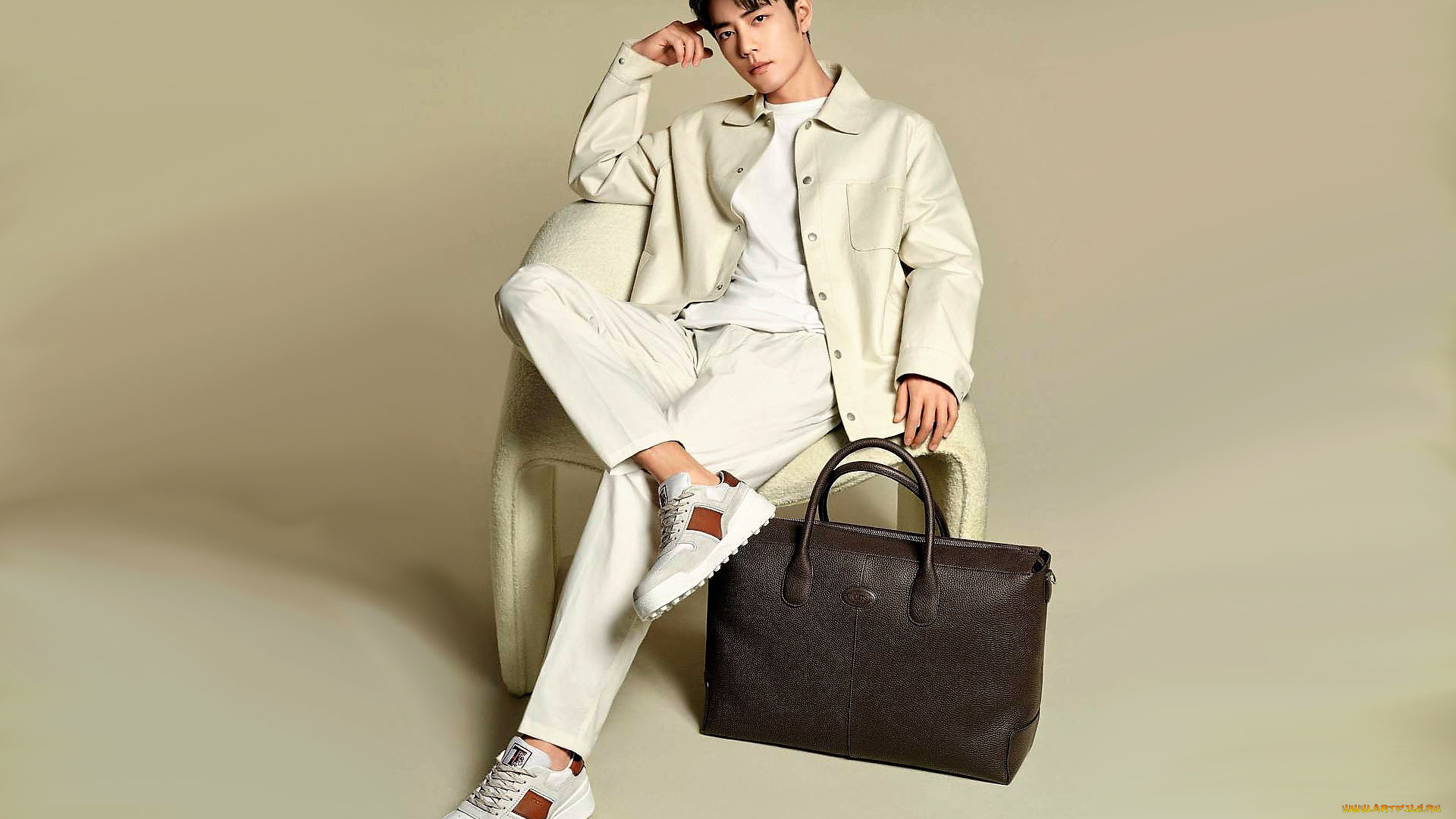 мужчины, xiao, zhan, актер, куртка, кроссовки, сумка, кресло