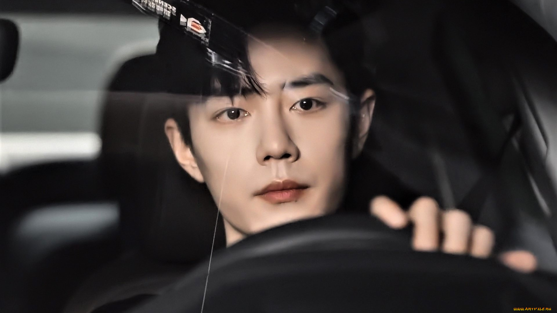 мужчины, xiao, zhan, актер, лицо, машина, руль