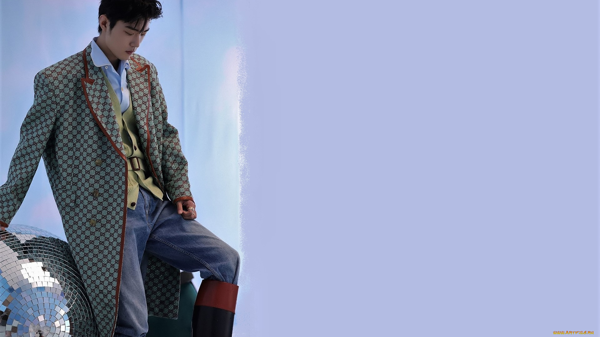 мужчины, xiao, zhan, актер, пальто, сапоги, шар