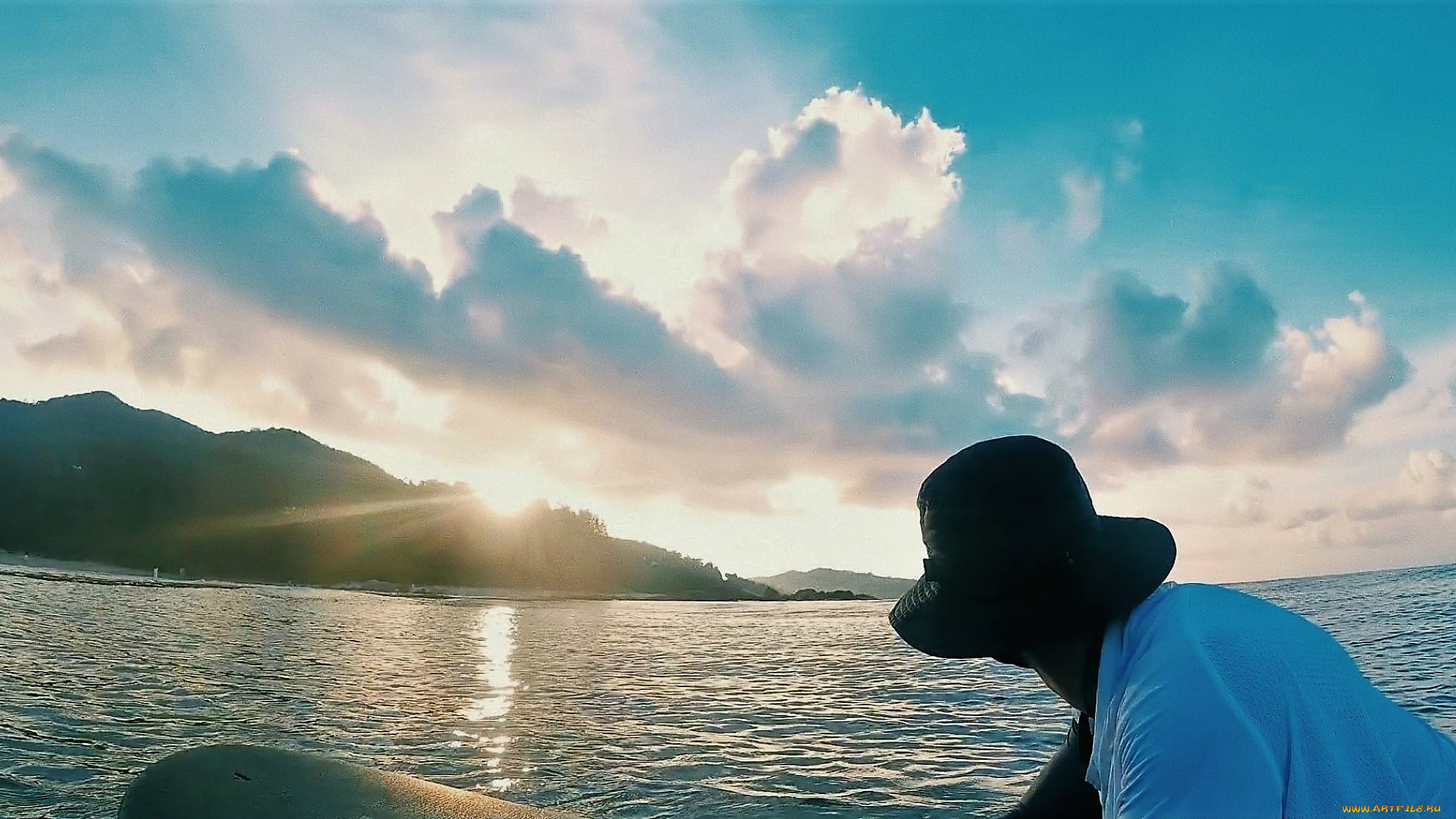 мужчины, xiao, zhan, актер, серфинг, море, серф, панама