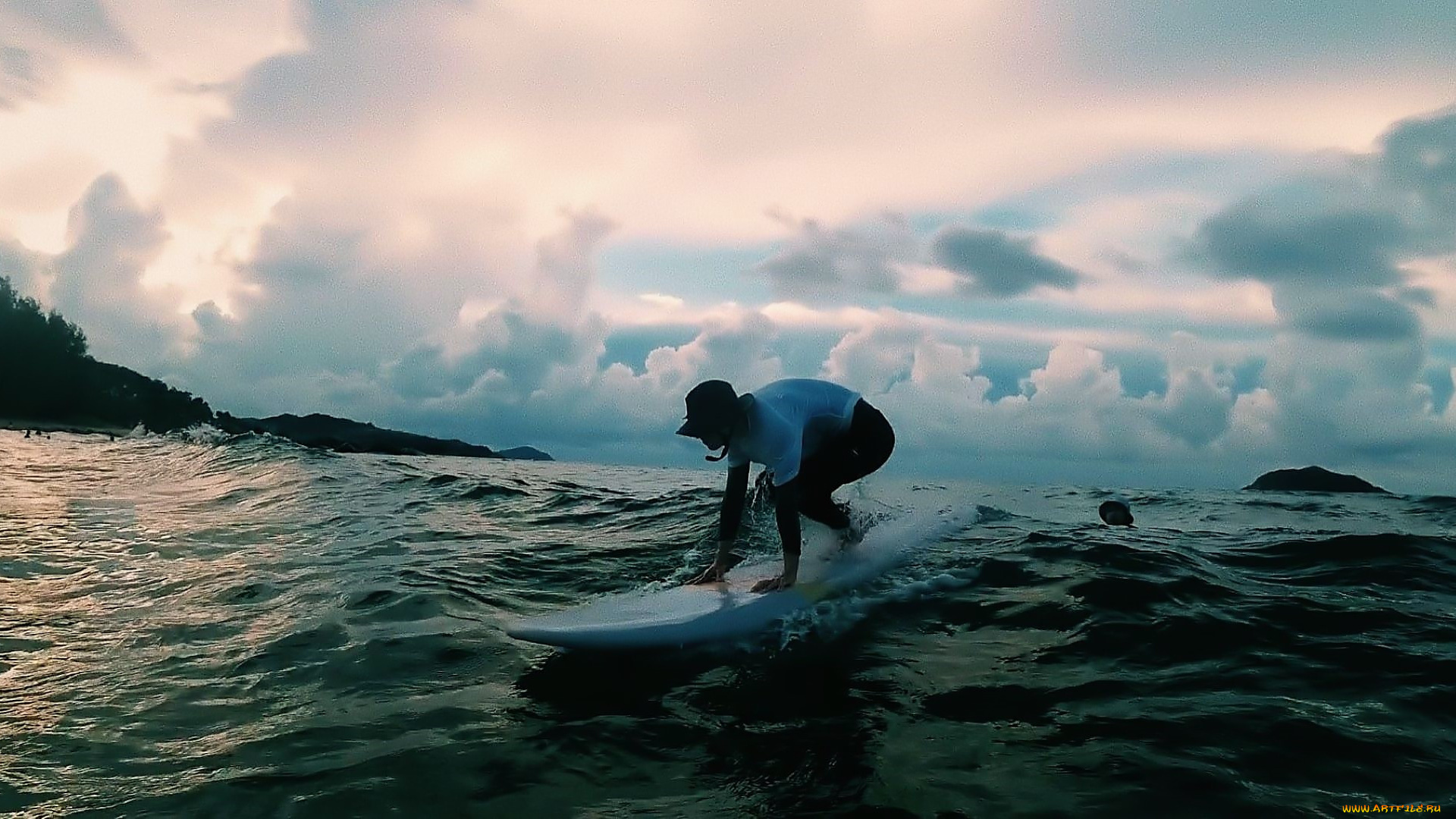 мужчины, xiao, zhan, актер, серфинг, море, серф, панама