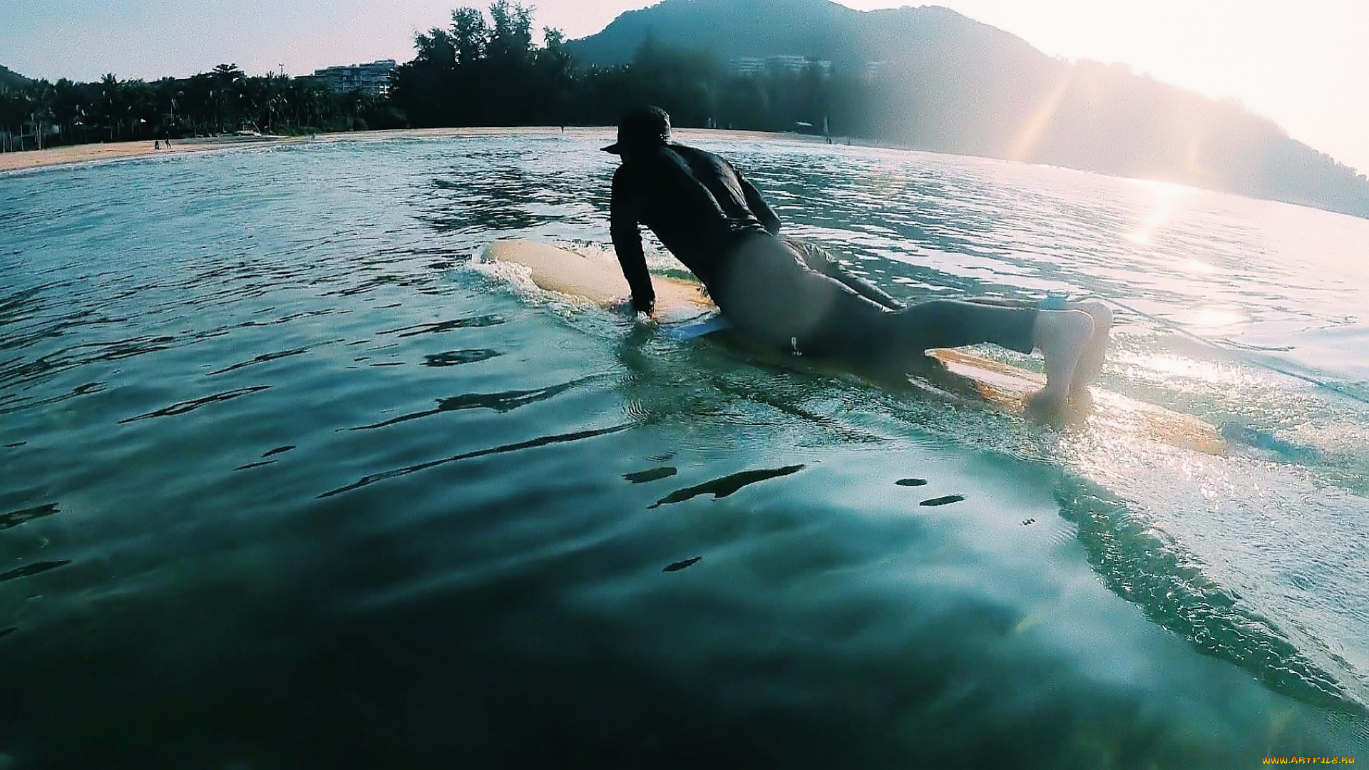 мужчины, xiao, zhan, актер, серфинг, море, серф, панама