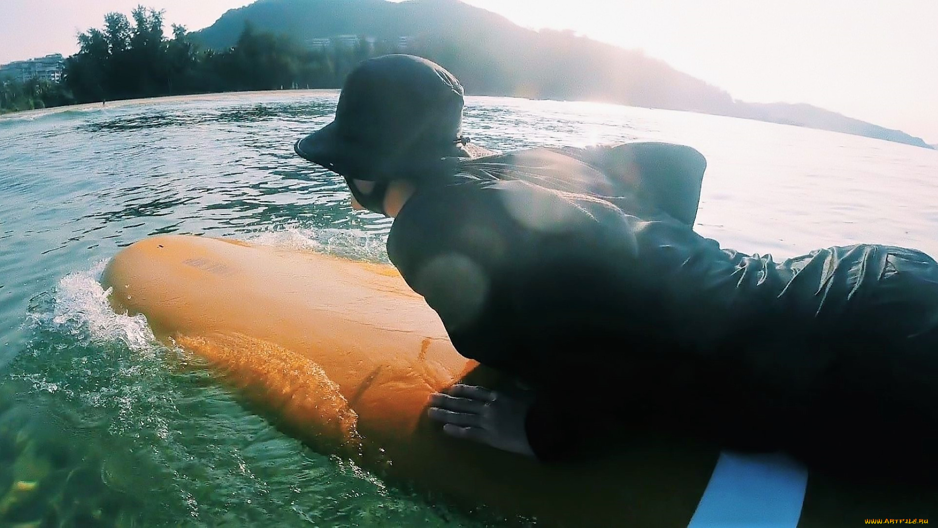 мужчины, xiao, zhan, актер, серфинг, море, серф, панама