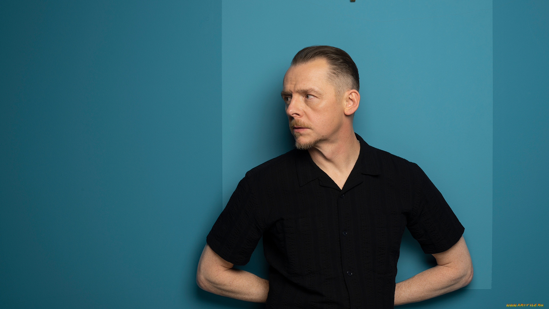 simon, pegg, мужчины, актер, рубашка, стена