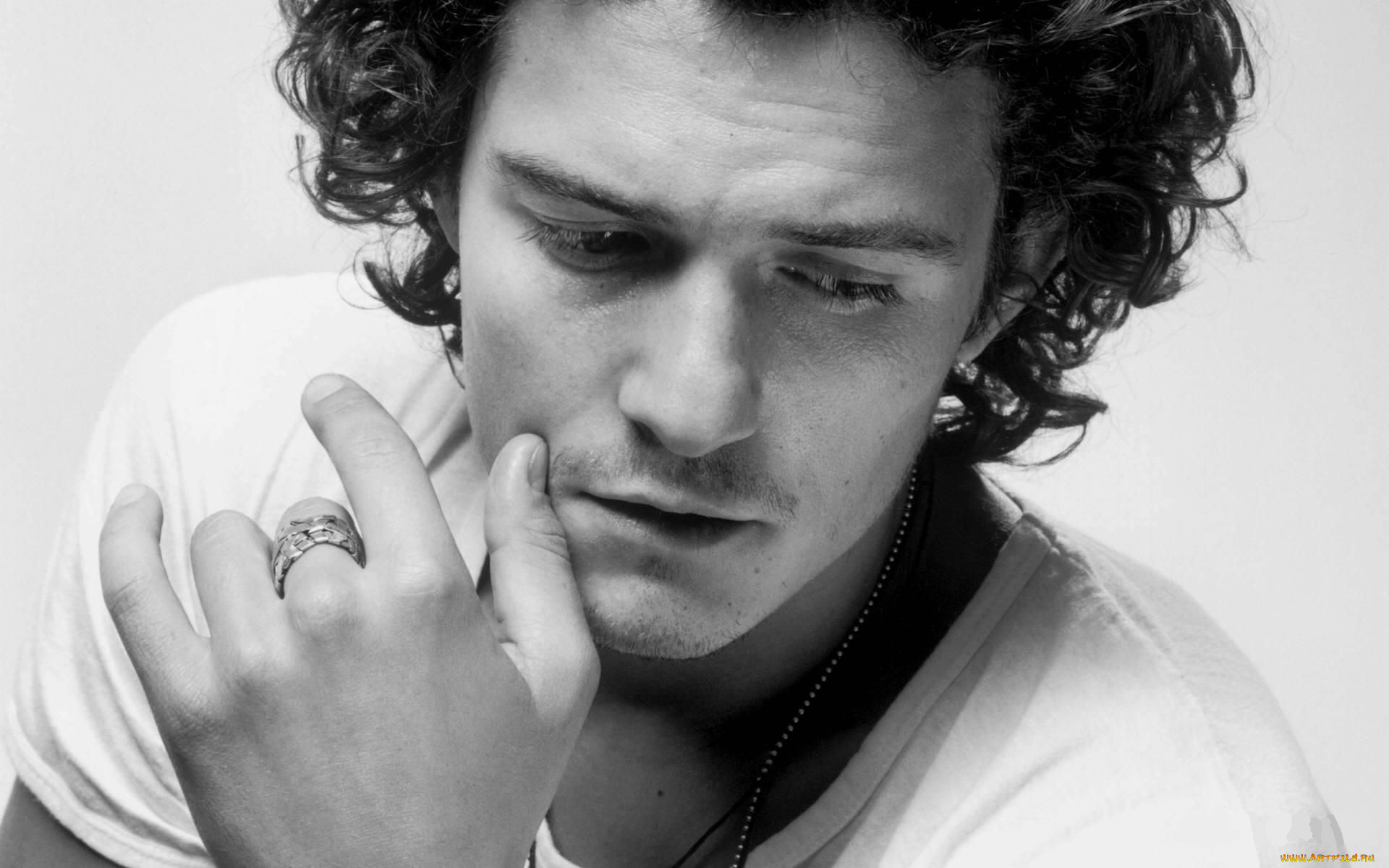 мужчины, orlando, bloom, актер, лицо, кольцо, футболка