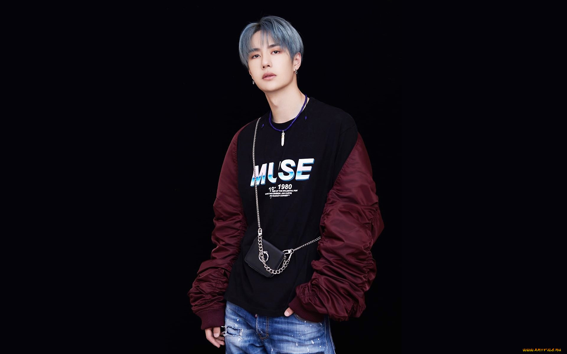 мужчины, wang, yi, bo, актер, свитер, джинсы, сумка