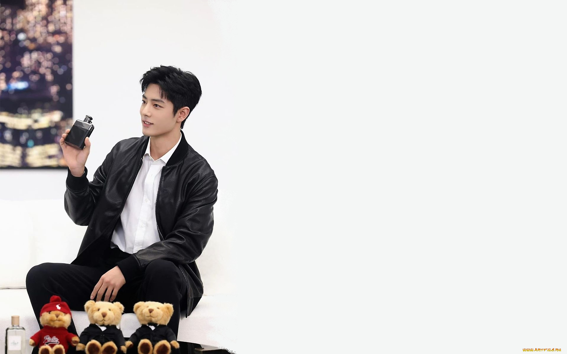 мужчины, xiao, zhan, актер, куртка, флакон, мишки