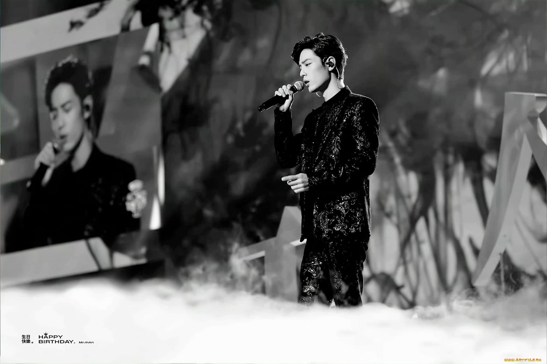 мужчины, xiao, zhan, актер, певец, микрофон, сцена