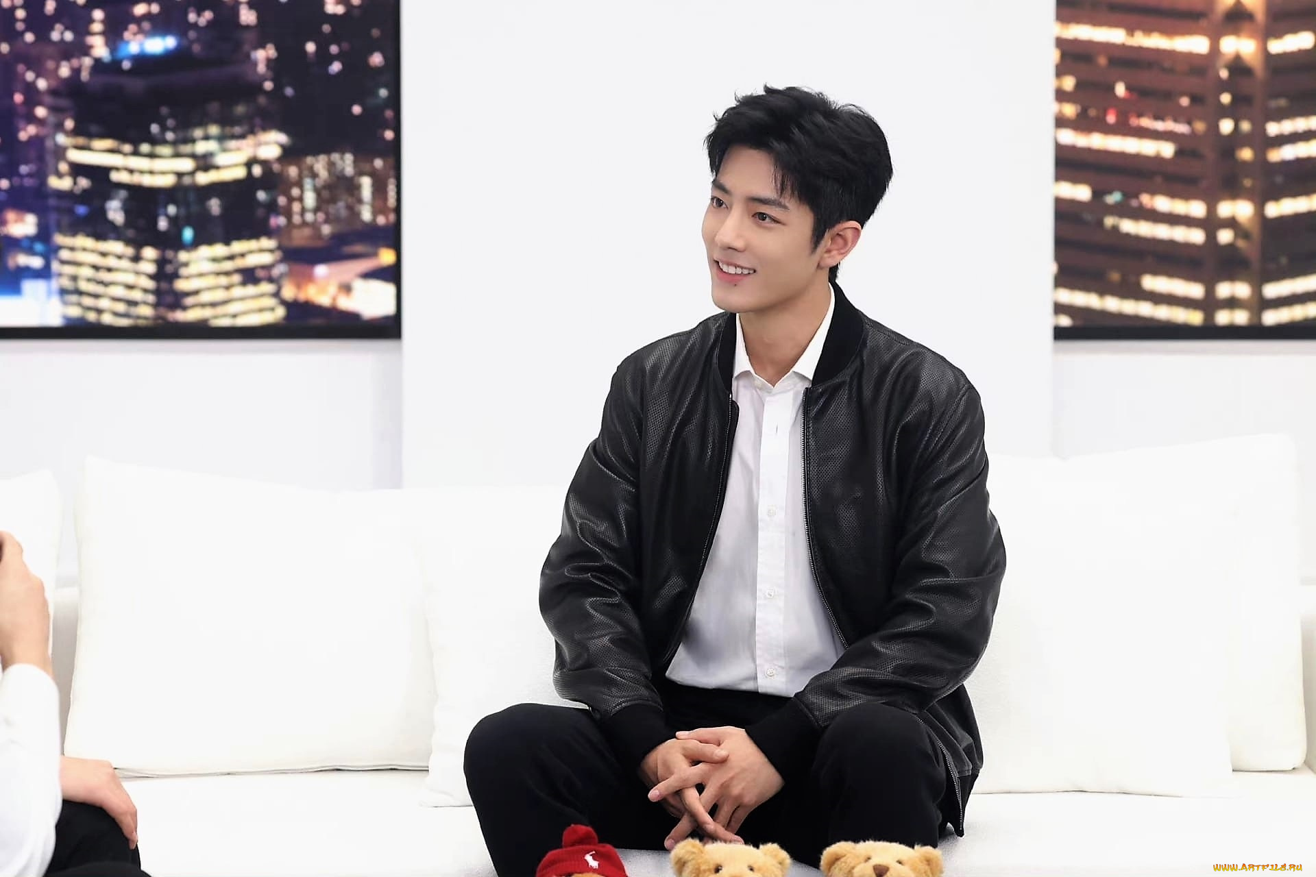 мужчины, xiao, zhan, актер, куртка, диван, мишки