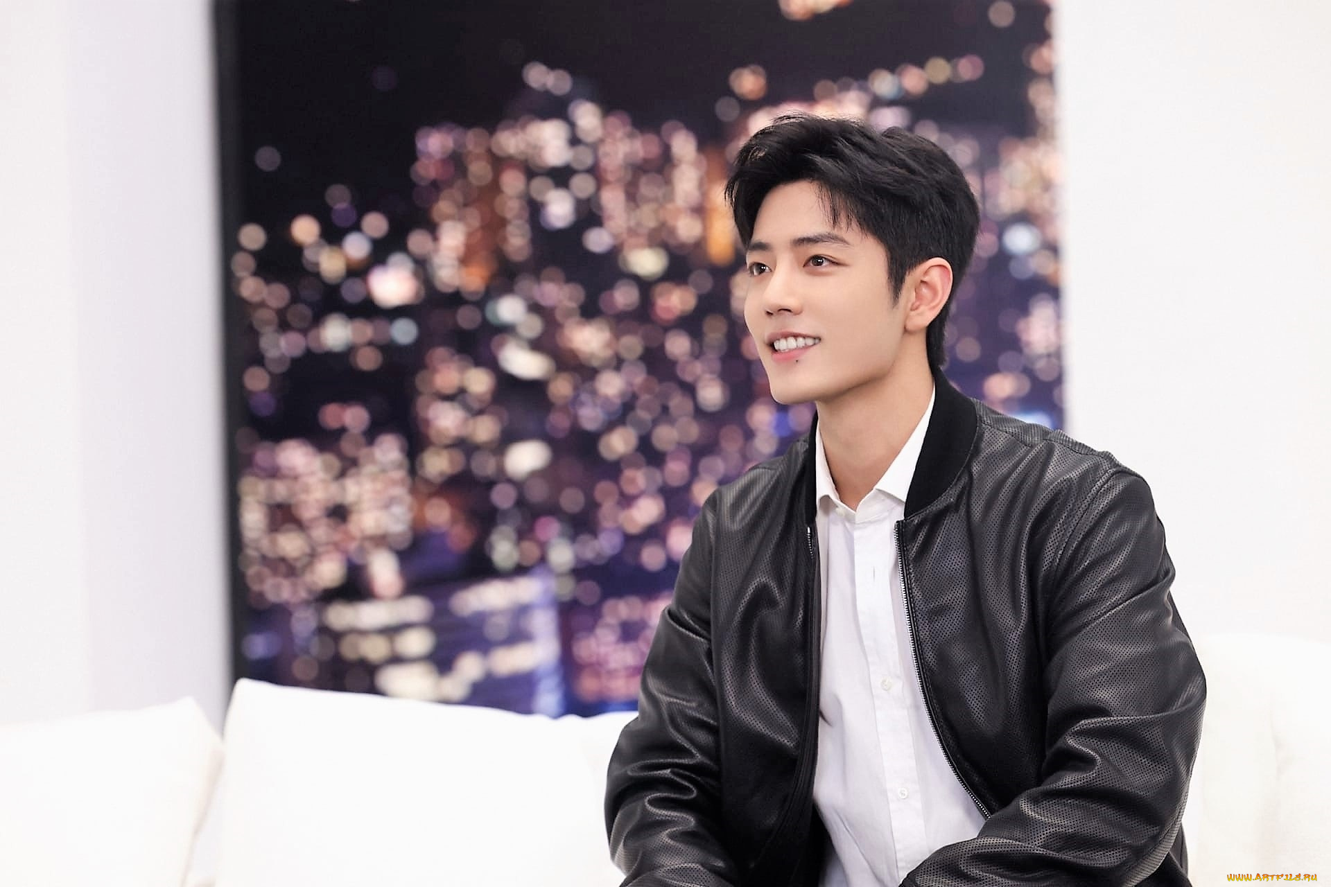 мужчины, xiao, zhan, актер, куртка, диван, мишки