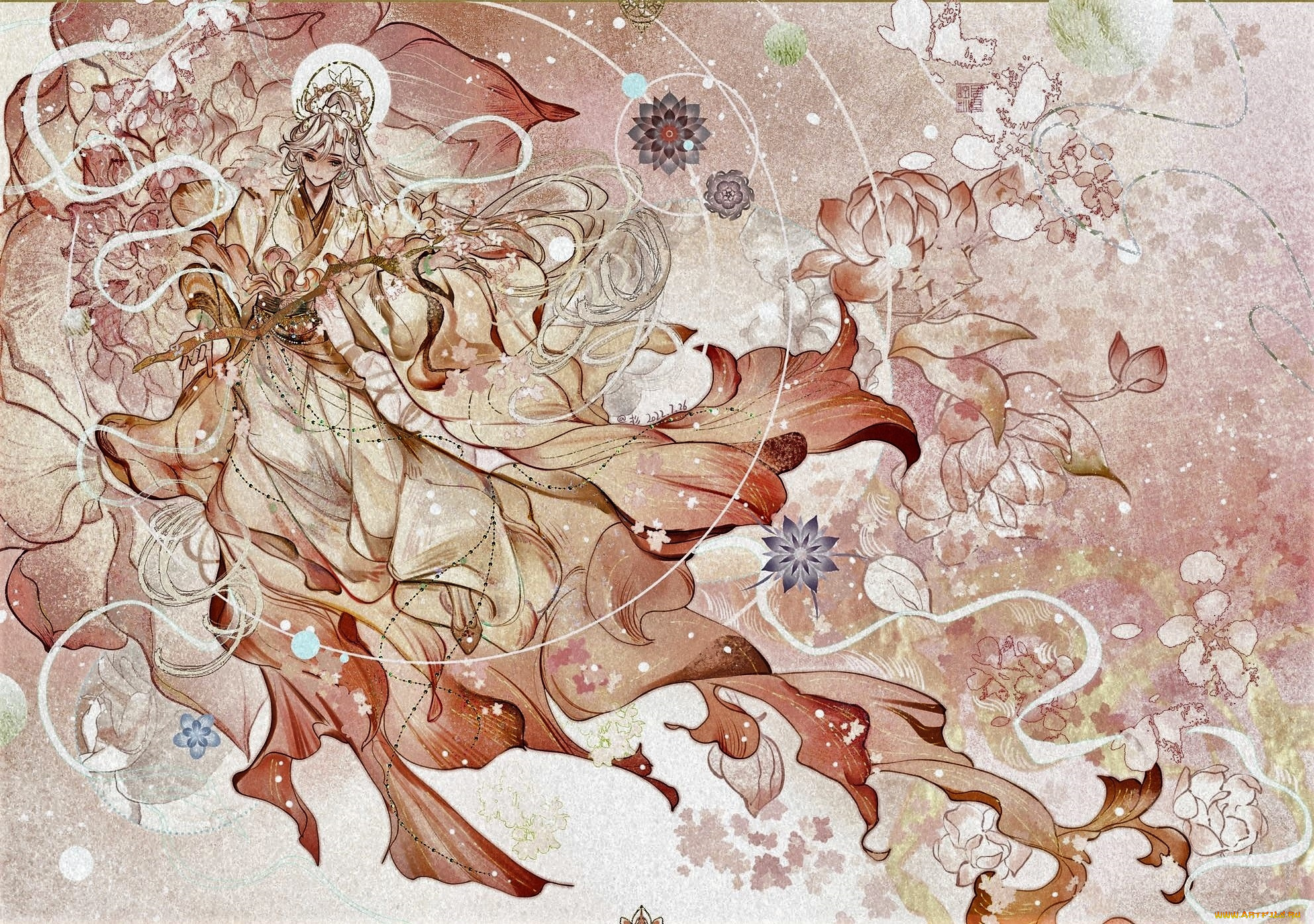 аниме, unknown, , другое, , наряд, цветы