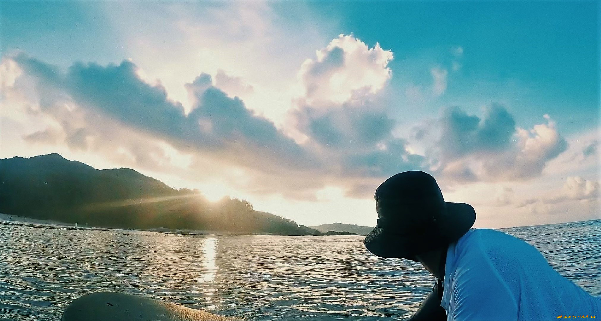 мужчины, xiao, zhan, актер, серфинг, море, серф, панама