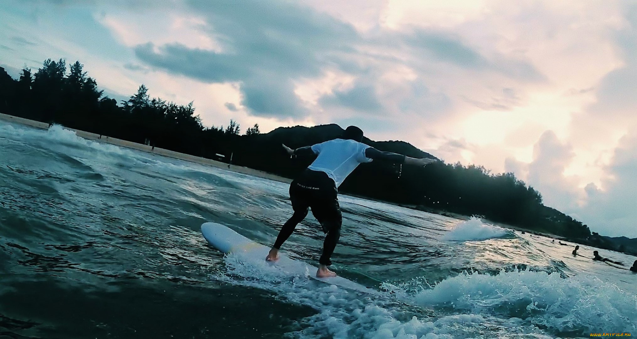 мужчины, xiao, zhan, актер, серфинг, море, серф, панама