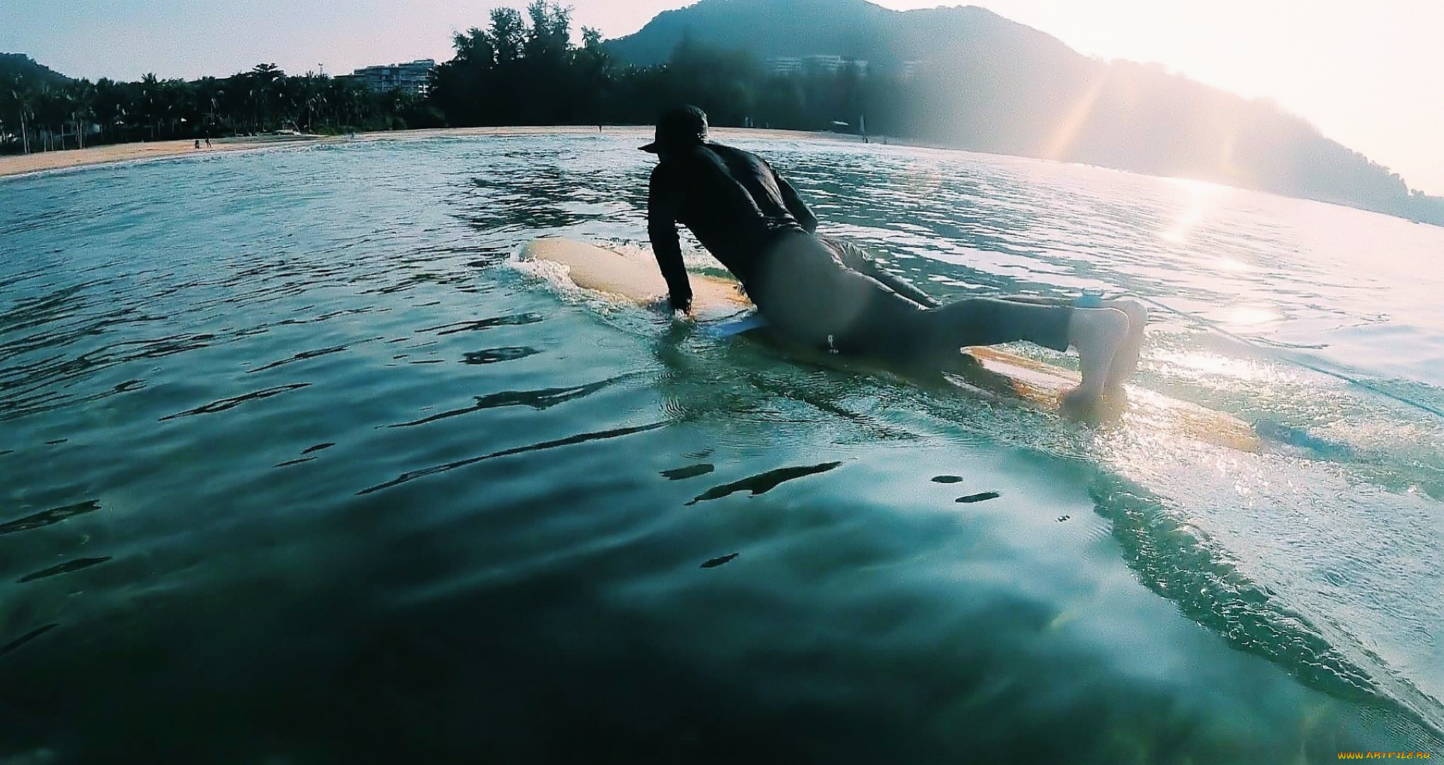 мужчины, xiao, zhan, актер, серфинг, море, серф, панама