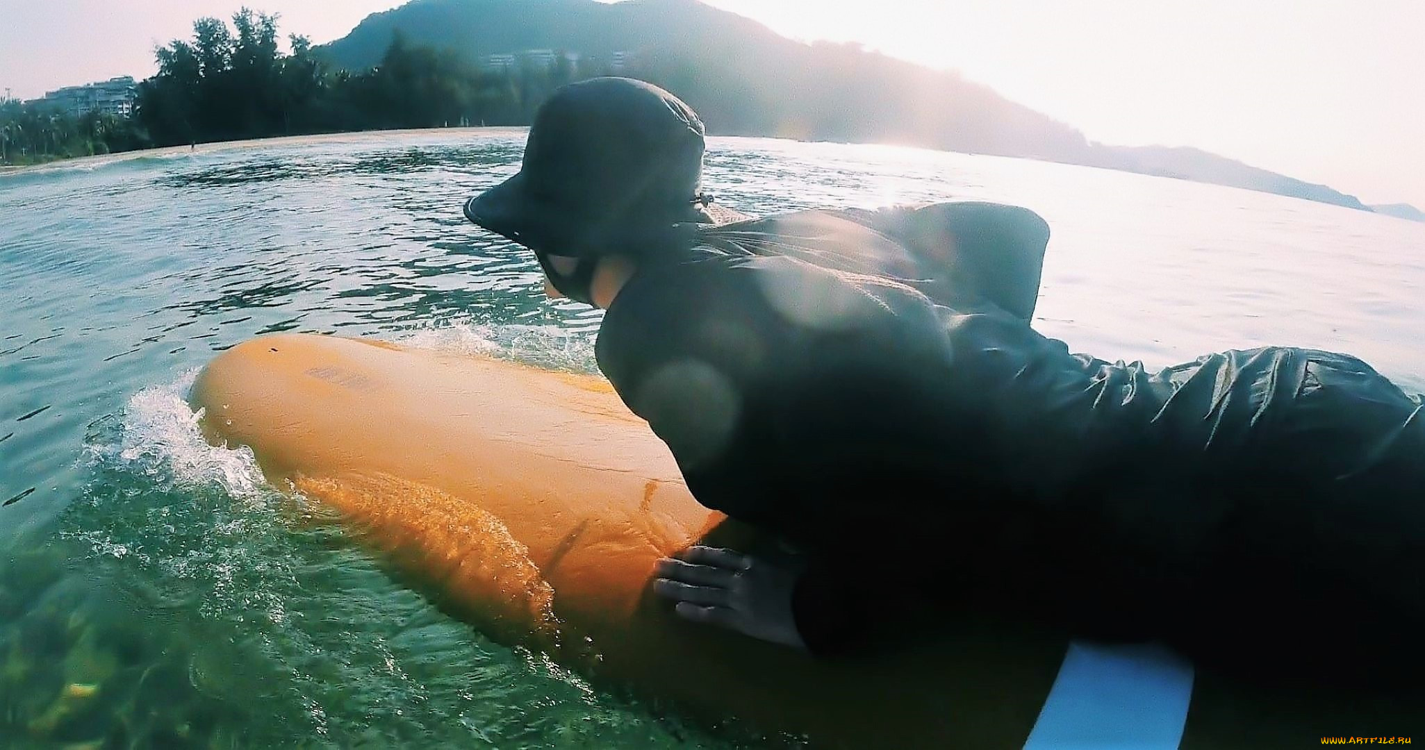 мужчины, xiao, zhan, актер, серфинг, море, серф, панама