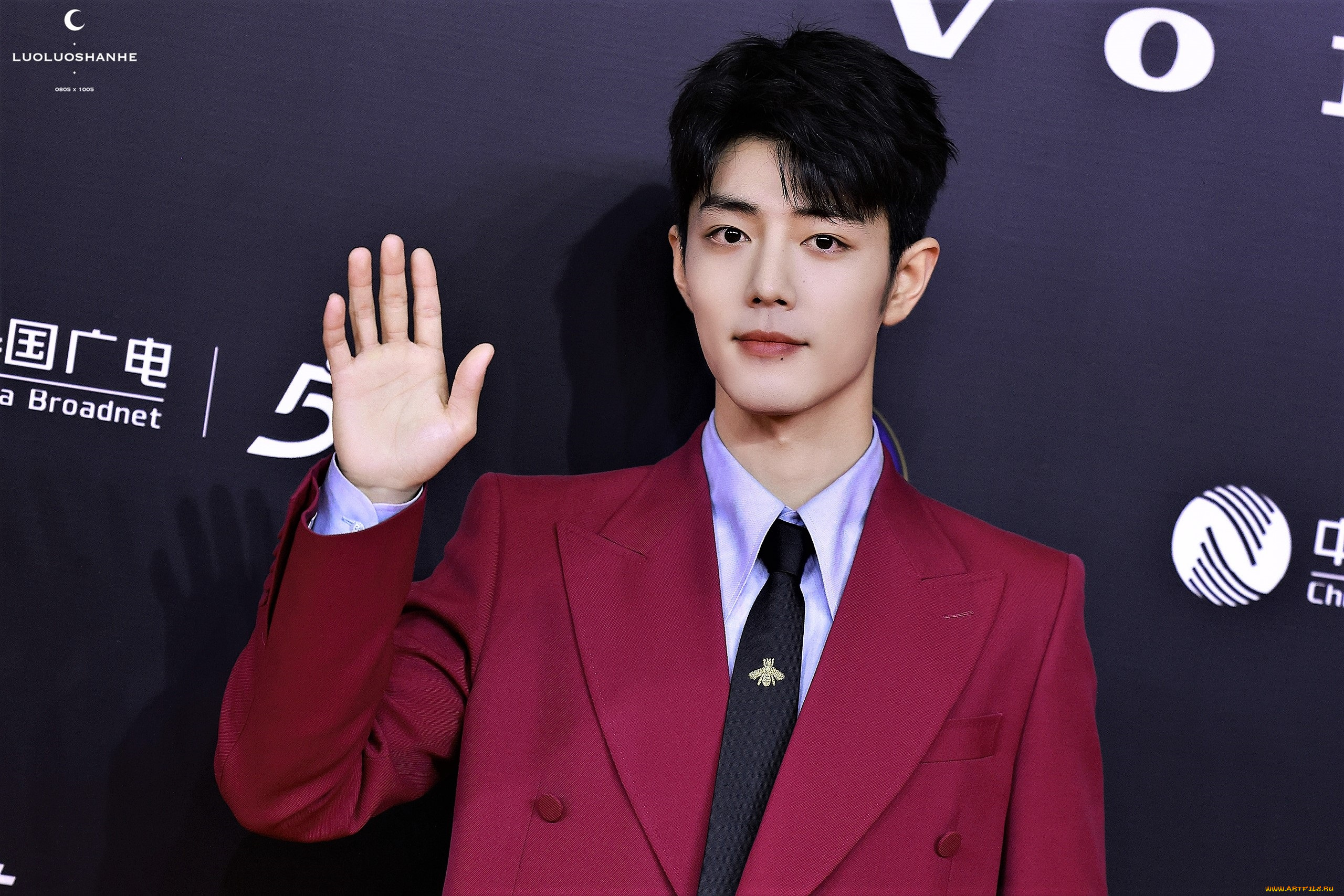 мужчины, xiao, zhan, актер, пиджак, галстук, жест