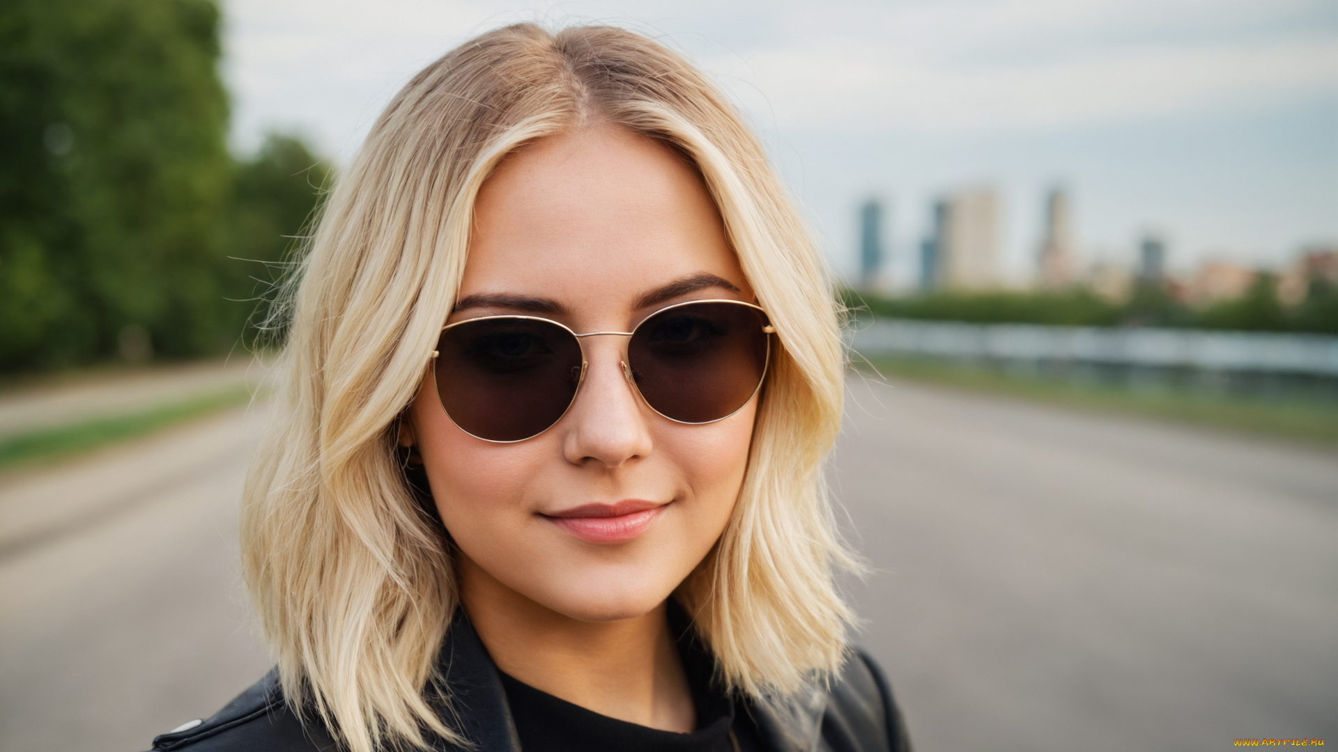 3д, графика, портрет, , portraits, искусственный, интеллект, устойчивая, диффузия, портрет, блондинка, солнцезащитные, очки, кoжанная, куртка