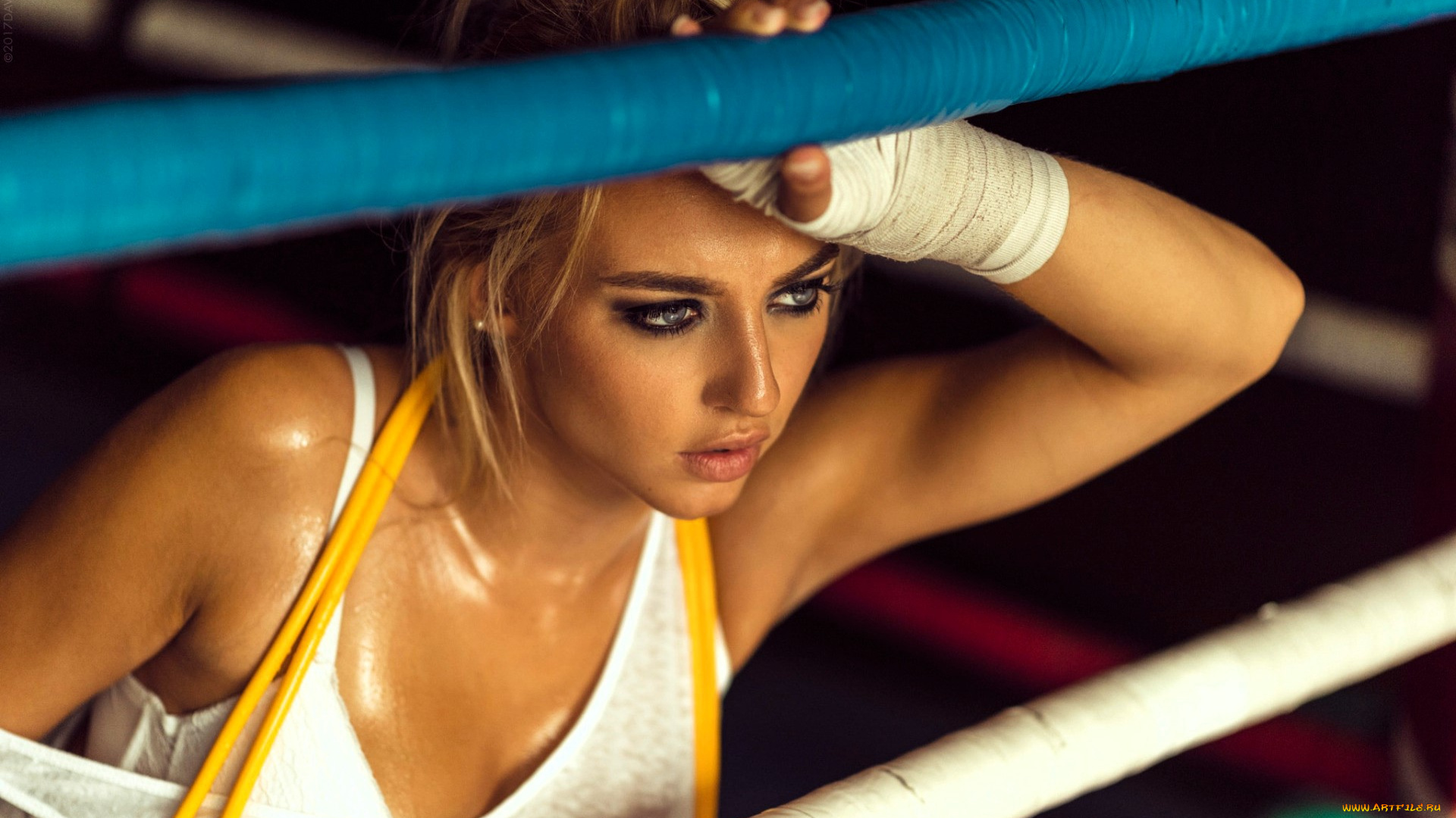 lea, benattia, девушки, блондинка, лицо, бинты, ринг