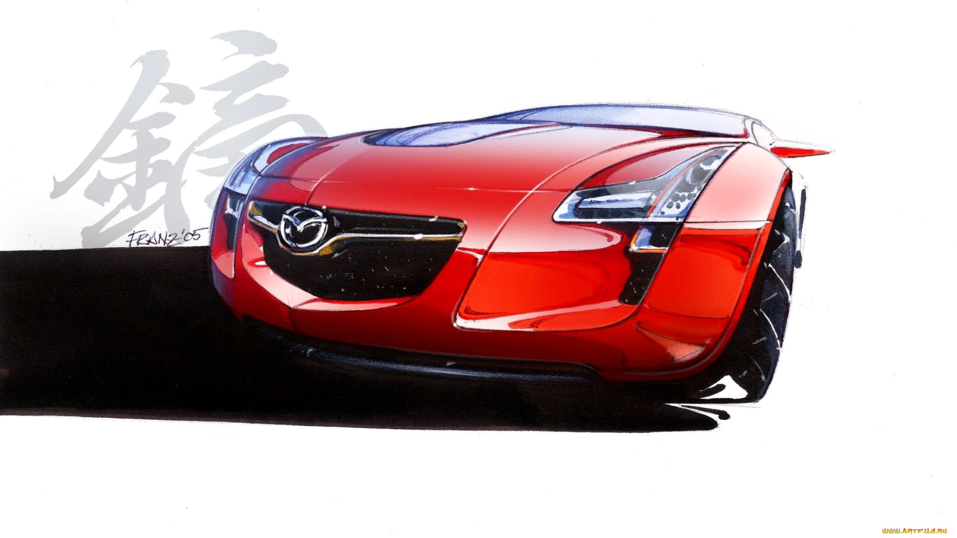 рисованное, авто, мото, машина, красная