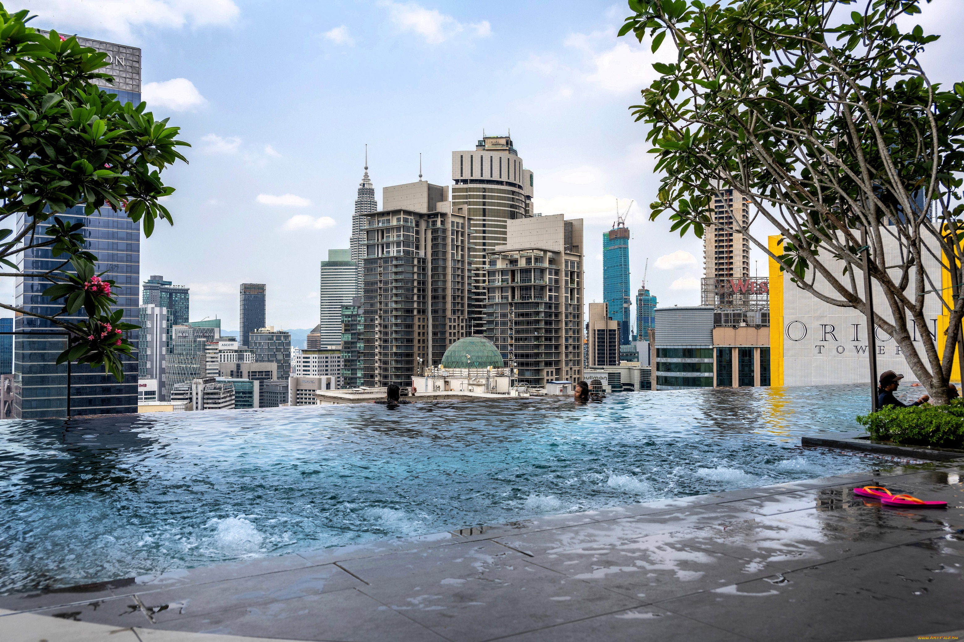 города, куала-лумпур, , малайзия, дома, здания, бассейн, вода, деревья