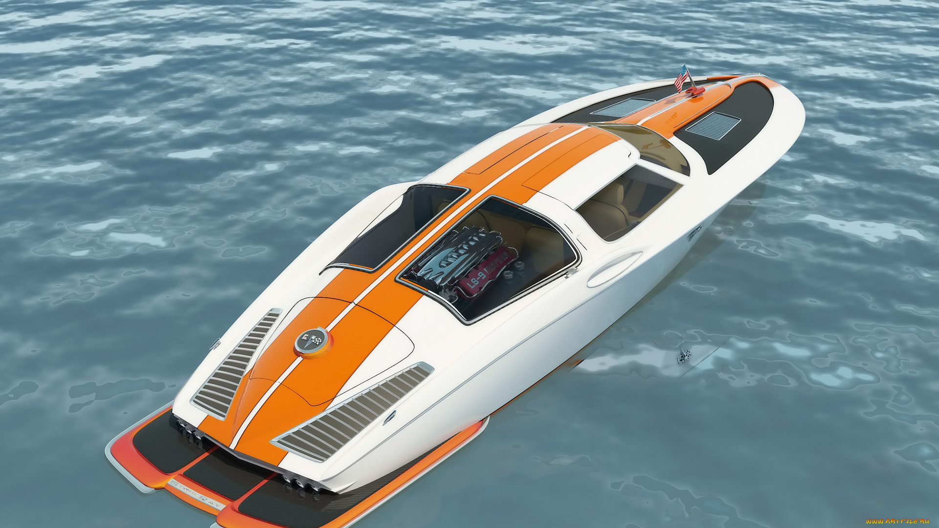 1963, chevrolet, corvette, boat, design, by, bo, zolland, корабли, 3d