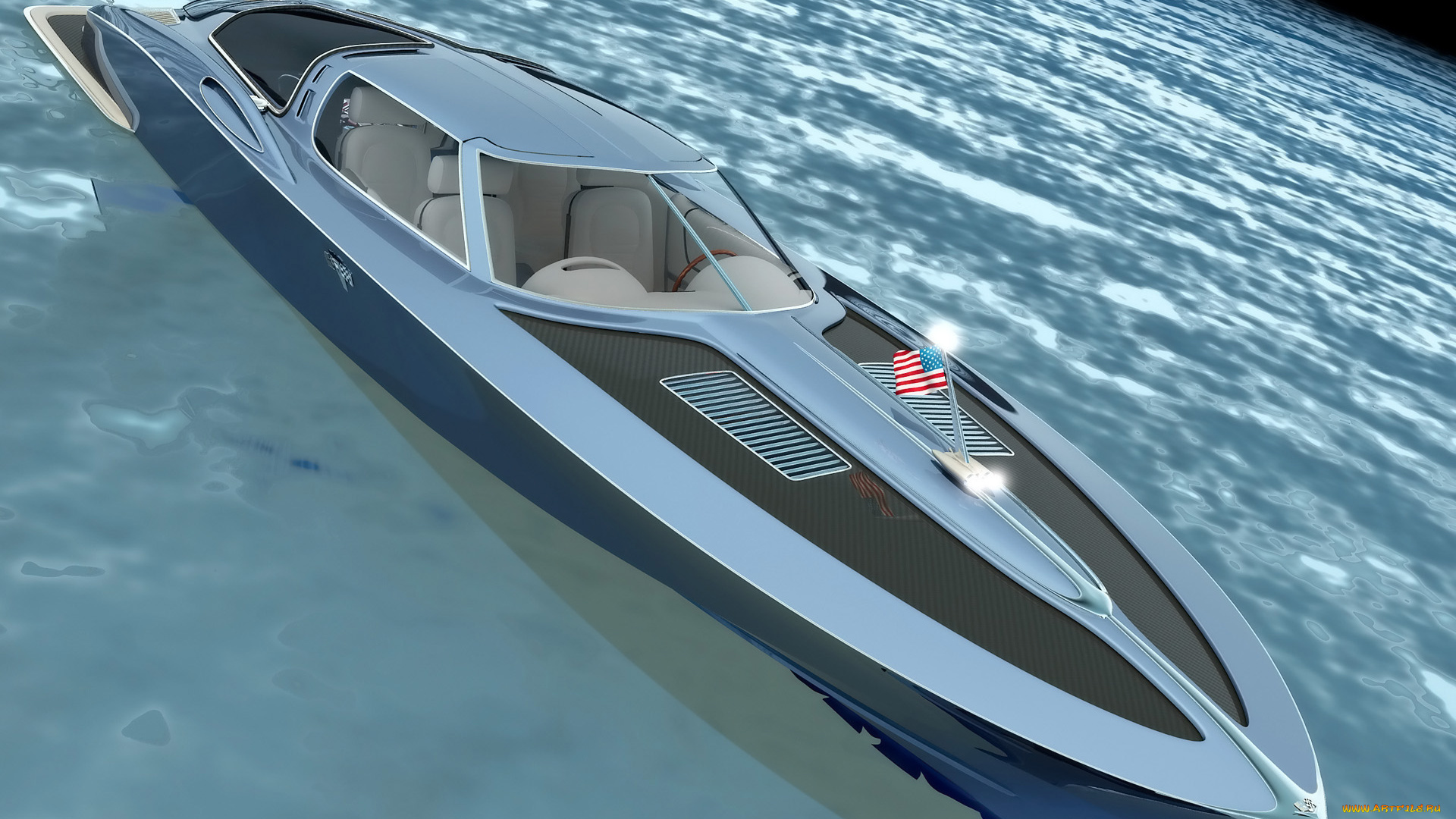 1963, chevrolet, corvette, boat, design, by, bo, zolland, корабли, 3d