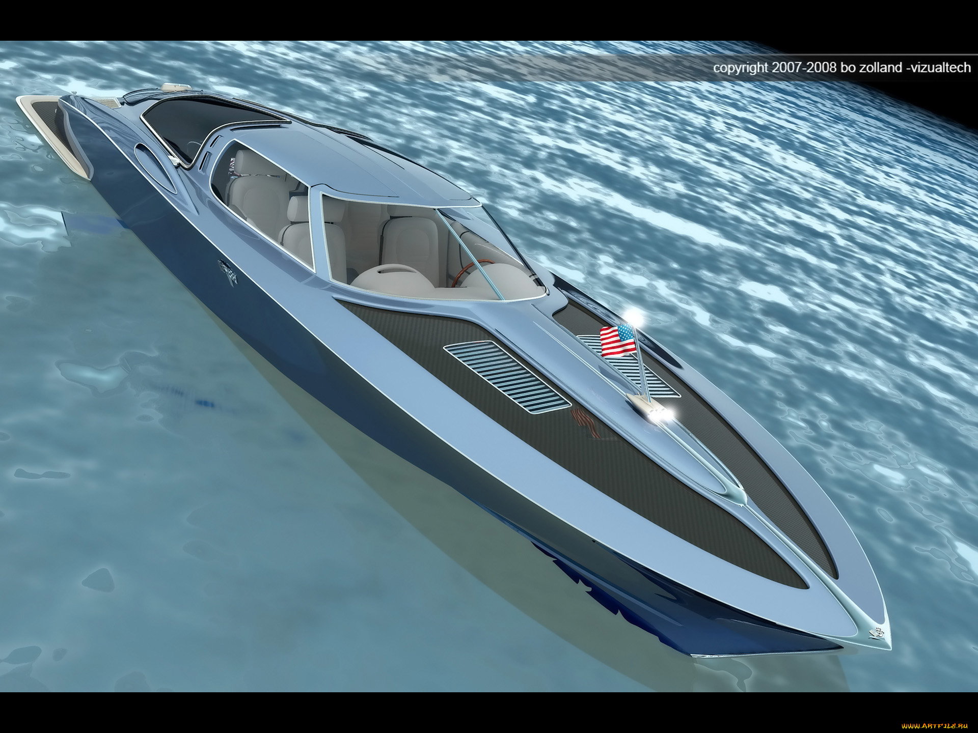 1963, chevrolet, corvette, boat, design, by, bo, zolland, корабли, 3d