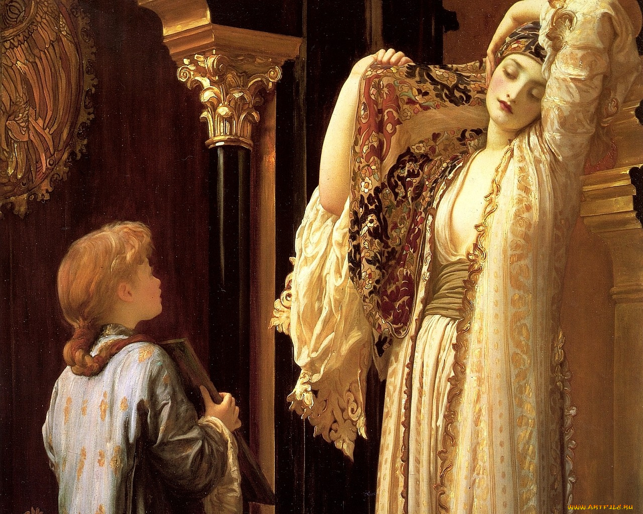 лорд, фредерик, лейтон, в, гареме, рисованные, frederick, leighton