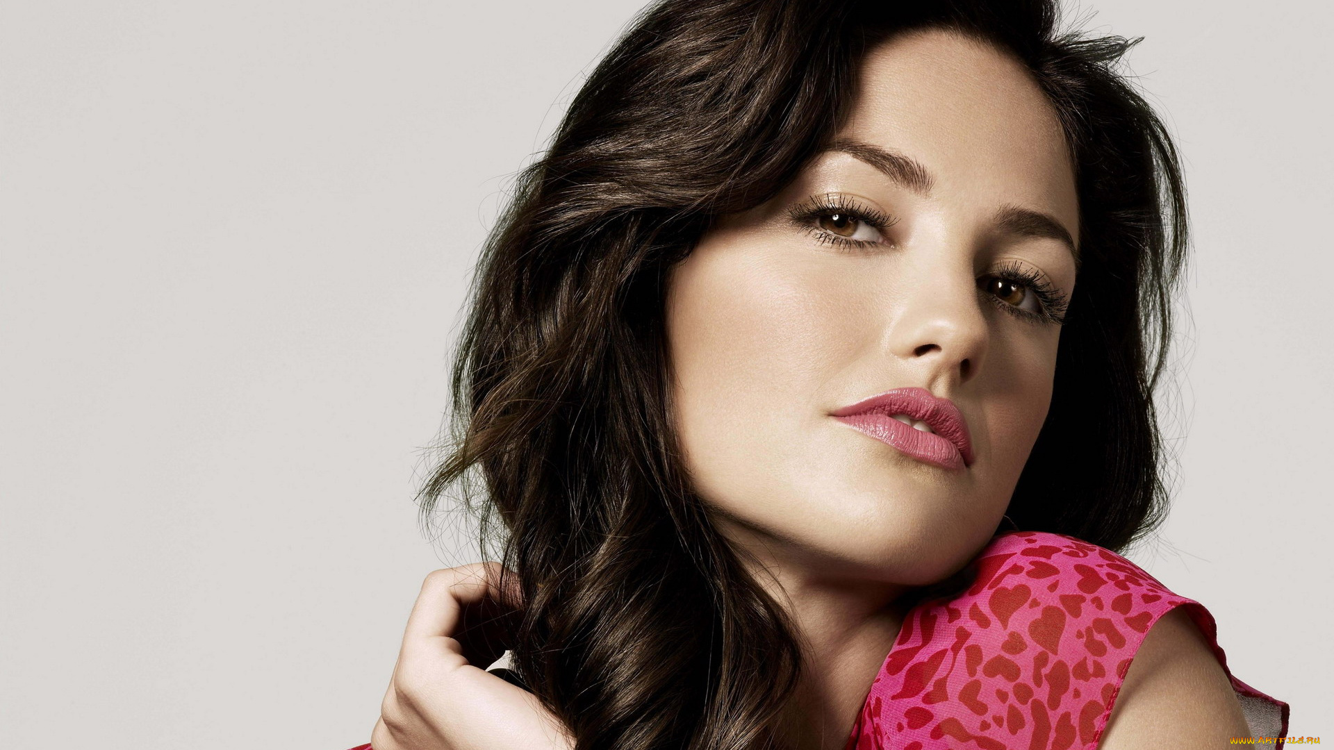 Minka, Kelly, девушки, взгляд, губы, розовый