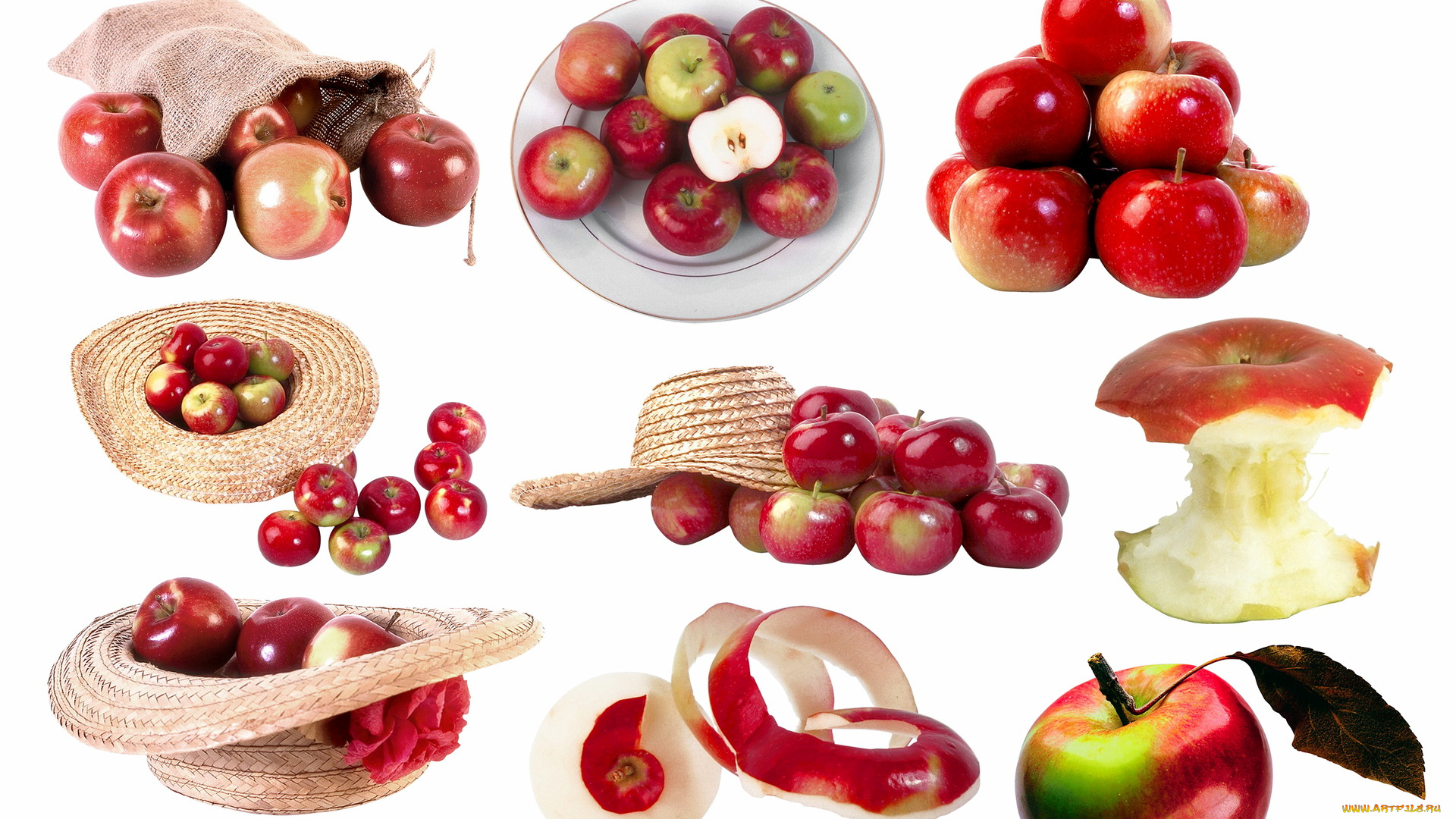 еда, Яблоки, тарелка, шляпы