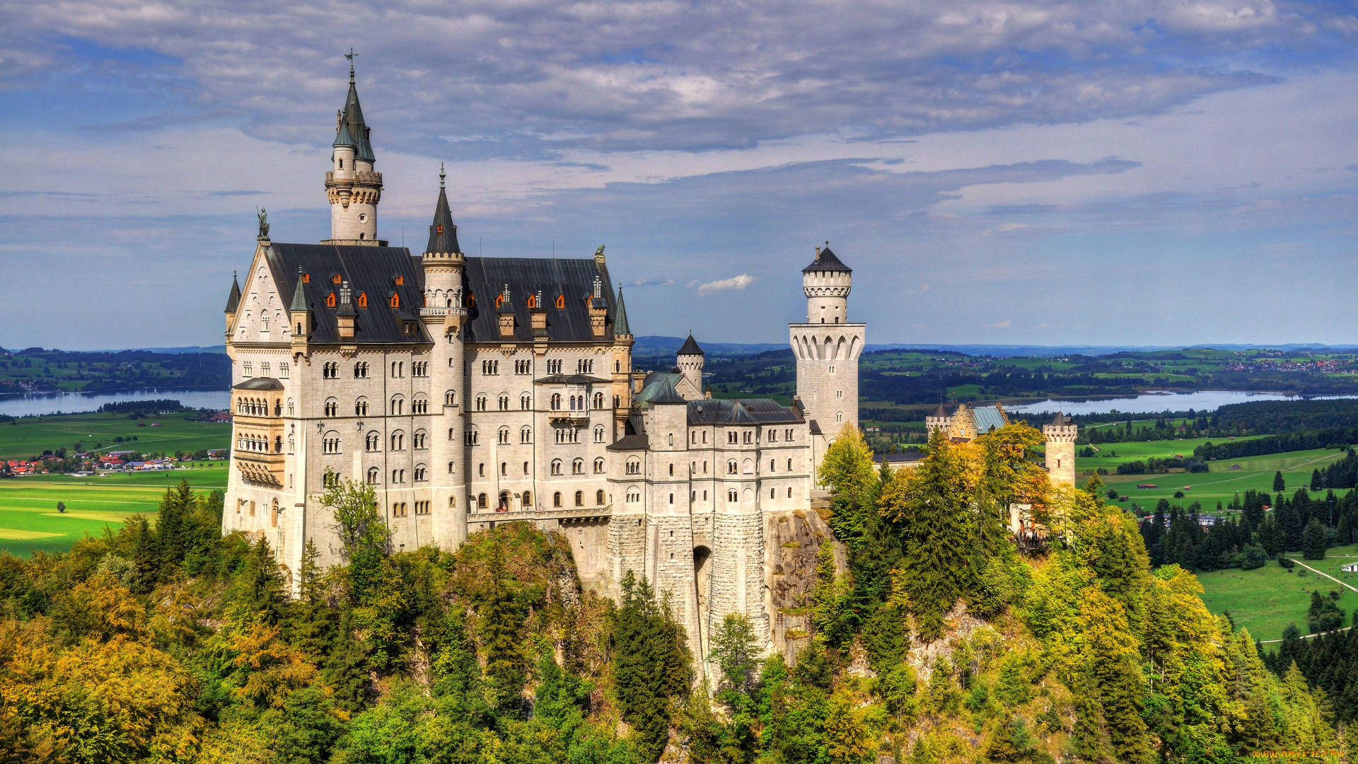 neuschwanstein, castle, germany, города, замок, нойшванштайн, германия, пейзаж