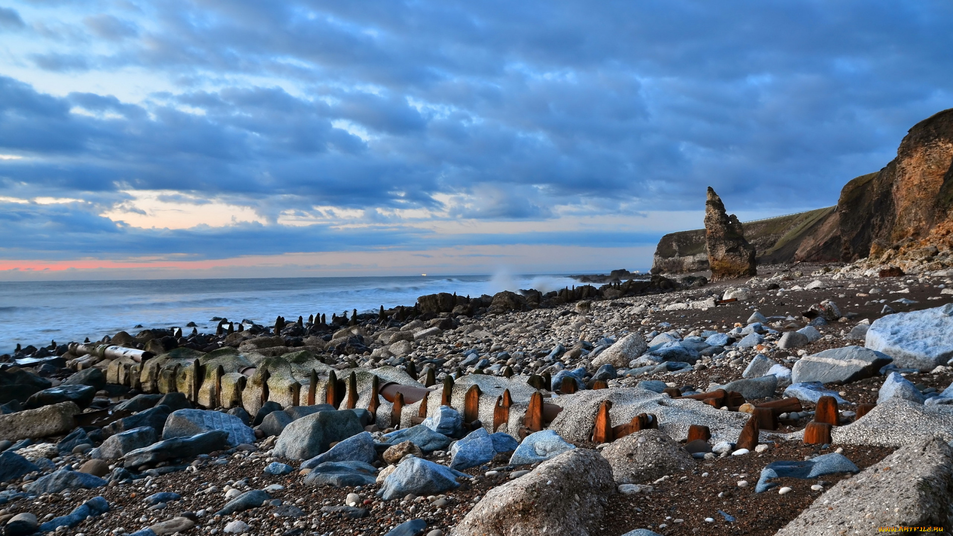 природа, побережье, море, камни